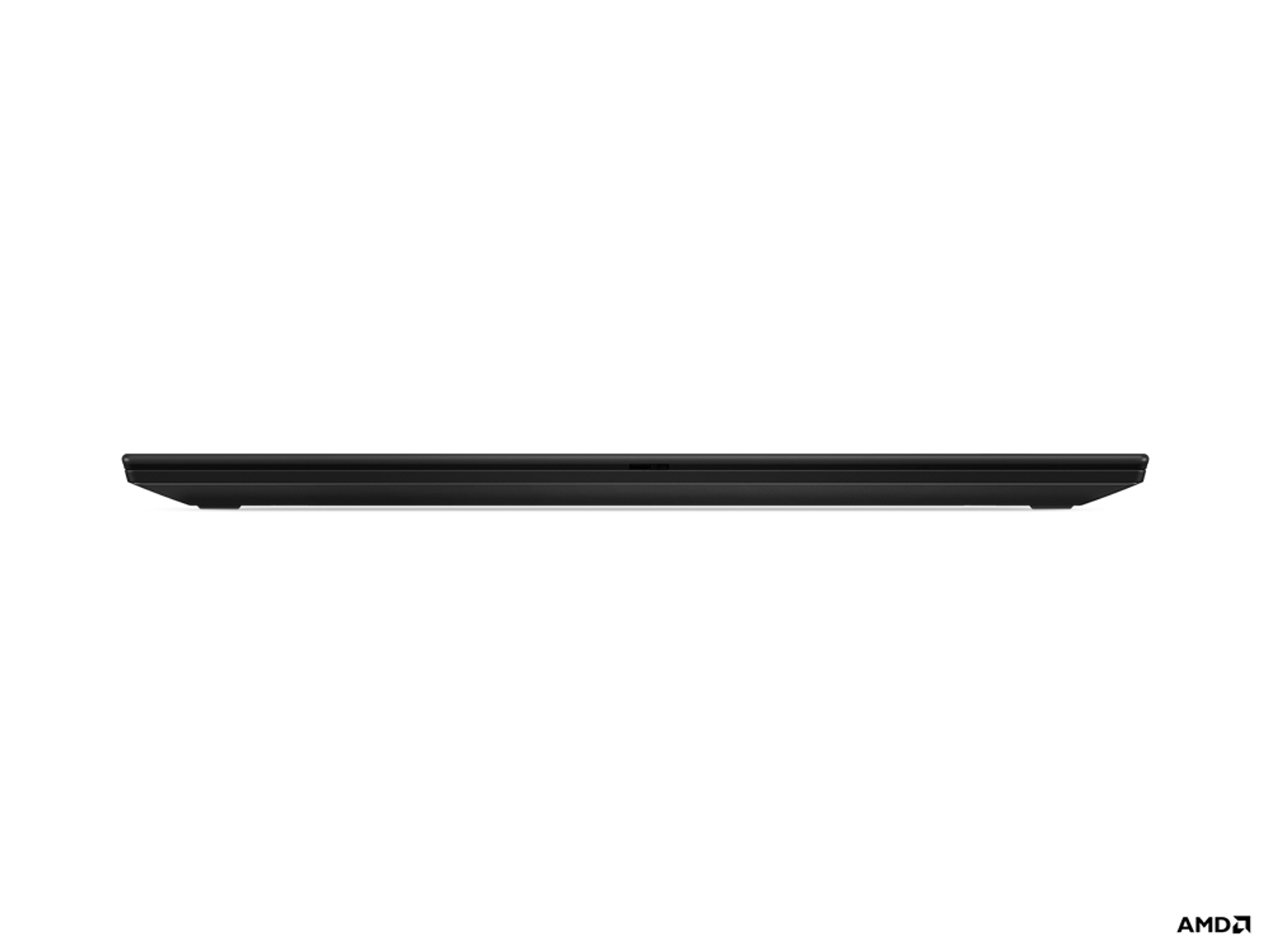 Schwarzer Laptop, Seitenansicht. Schlankes Design auf weißem Hintergrund.