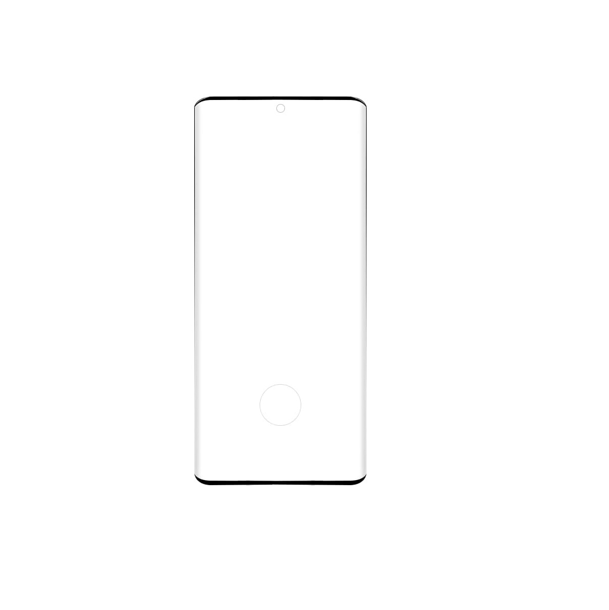 Smartphone mit weißem Bildschirm und schwarzen Rändern. Weißer Hintergrund.