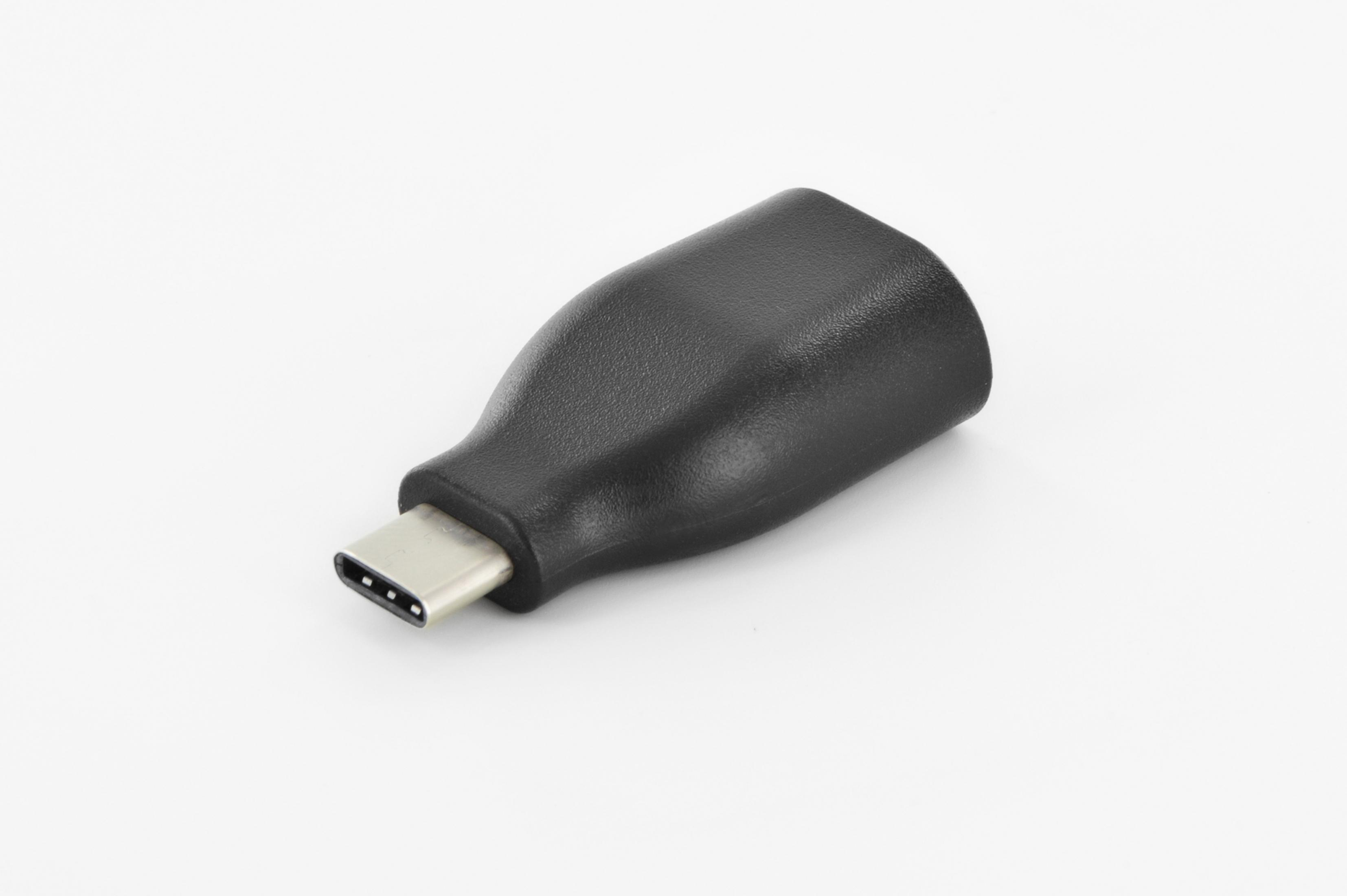 DIGITUS USB TYPE C ADAPTER, TYPE C TO A M/F, 3A, 5GB, 3.0 Dönüştürücü Adaptör Siyah