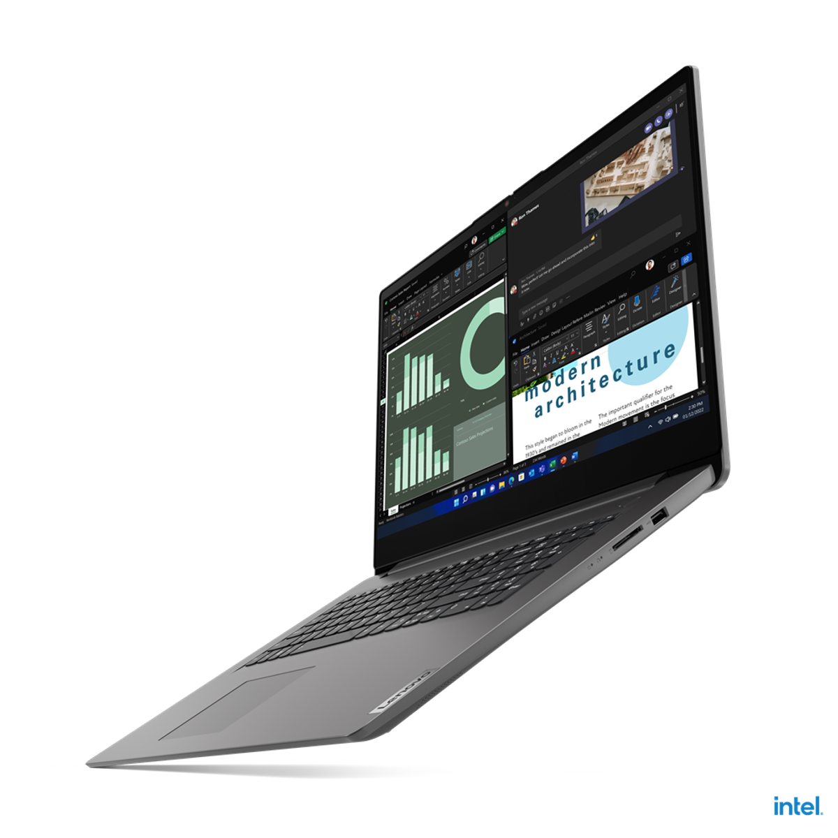LENOVO 83A2000XGE, Notebook mit 17,3 Intel® Core™ Zoll 16 SSD, GB RAM, Grau i3 Display, 512 GB Prozessor