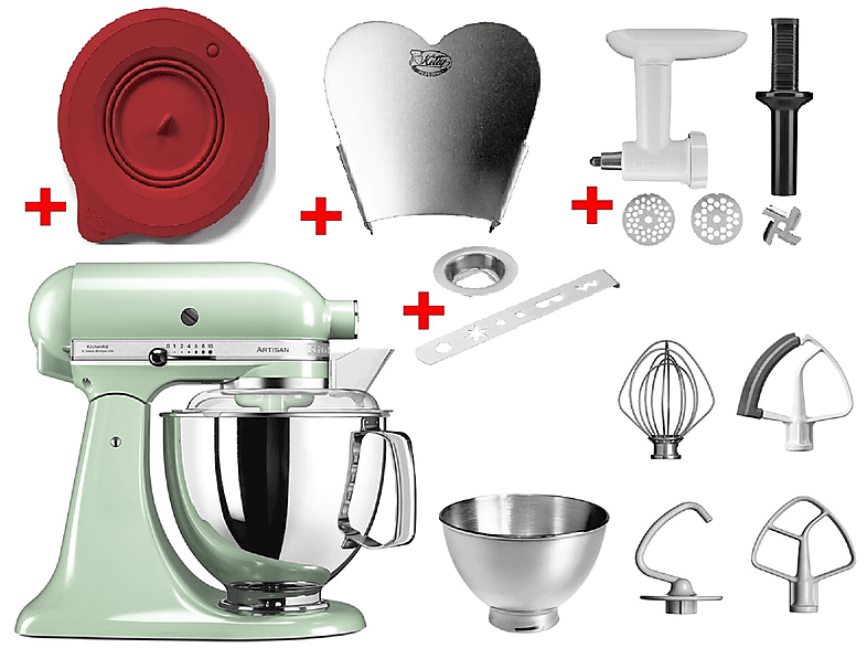 Sparset Pistazie - 4 4,8 KITCHENAID 5KSM175PSEPT Artisan (300 Küchenmaschine Liter Zubehöre inkl. Watt)