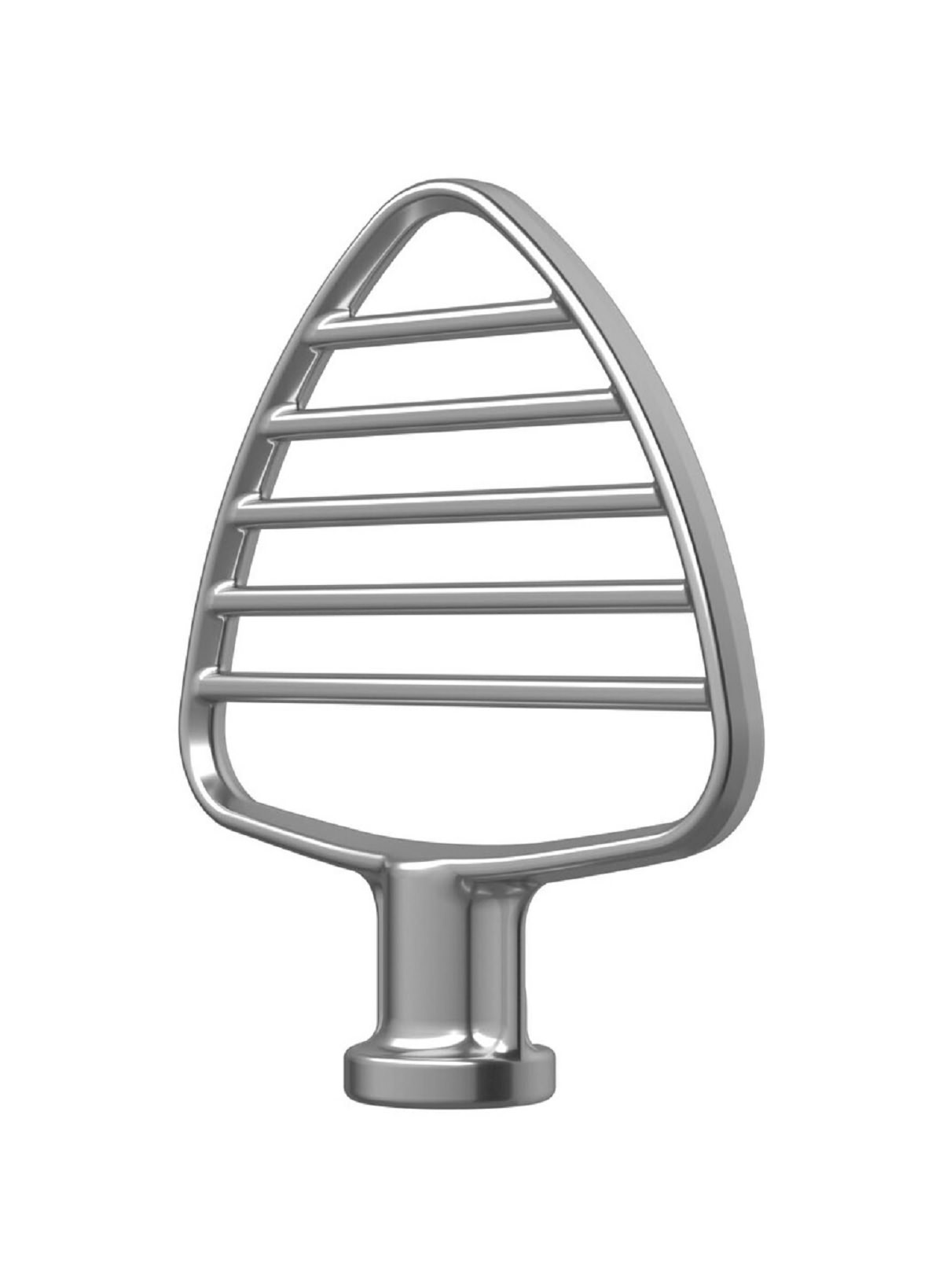 Glänzendes Metall-Mixer-Aufsatz. Weißer Hintergrund.