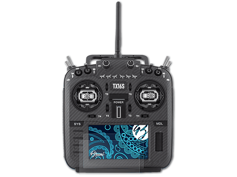 BRUNI TX16S Basics-Clear Max) Mark 2x Schutzfolie(für Radiomaster II