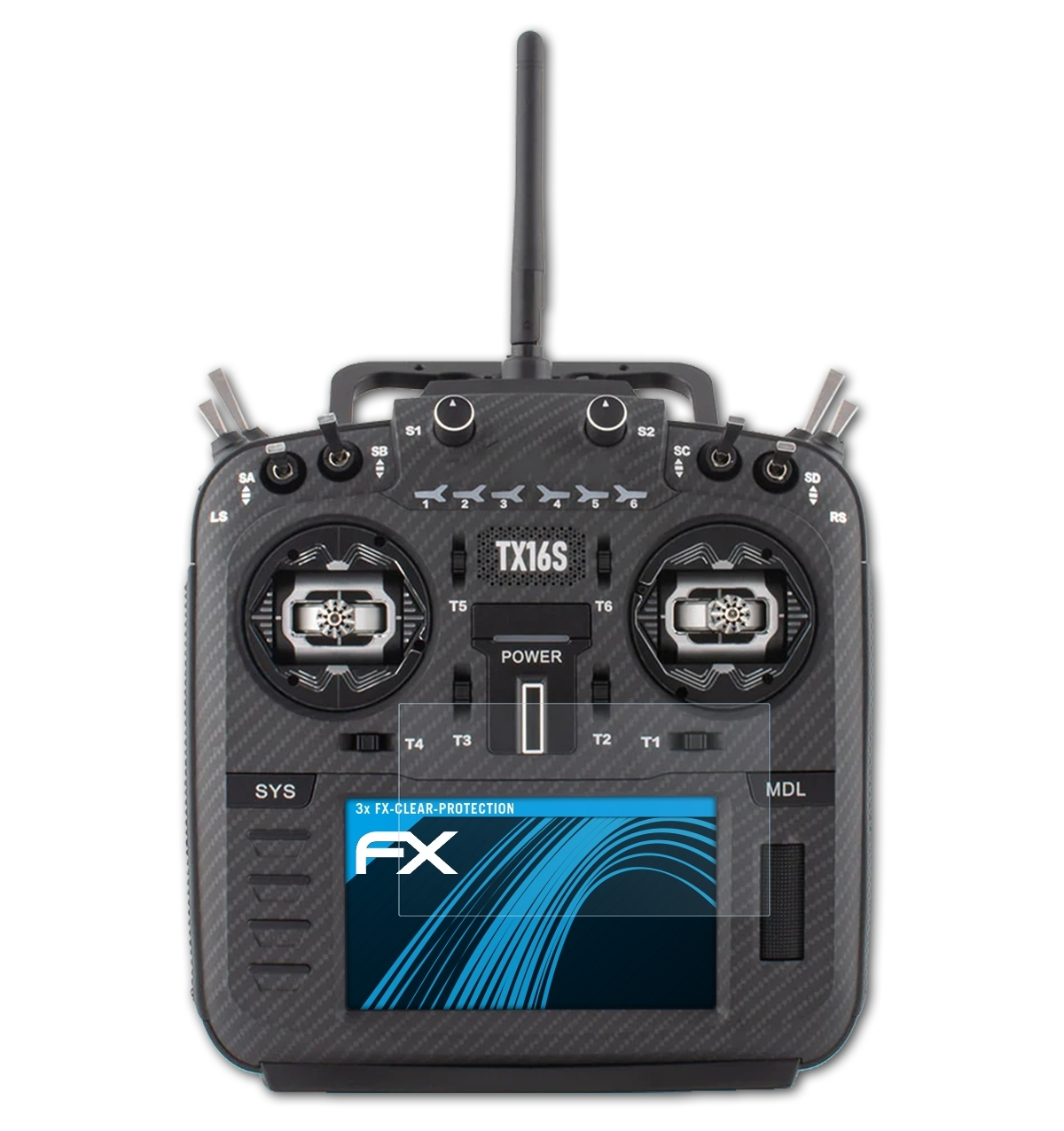 ATFOLIX 3x FX-Clear Displayschutz(für Radiomaster Mark II TX16S Max)