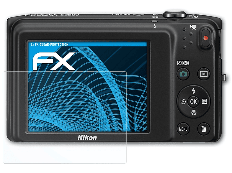 S3500) Nikon 3x Coolpix FX-Clear Displayschutz(für ATFOLIX