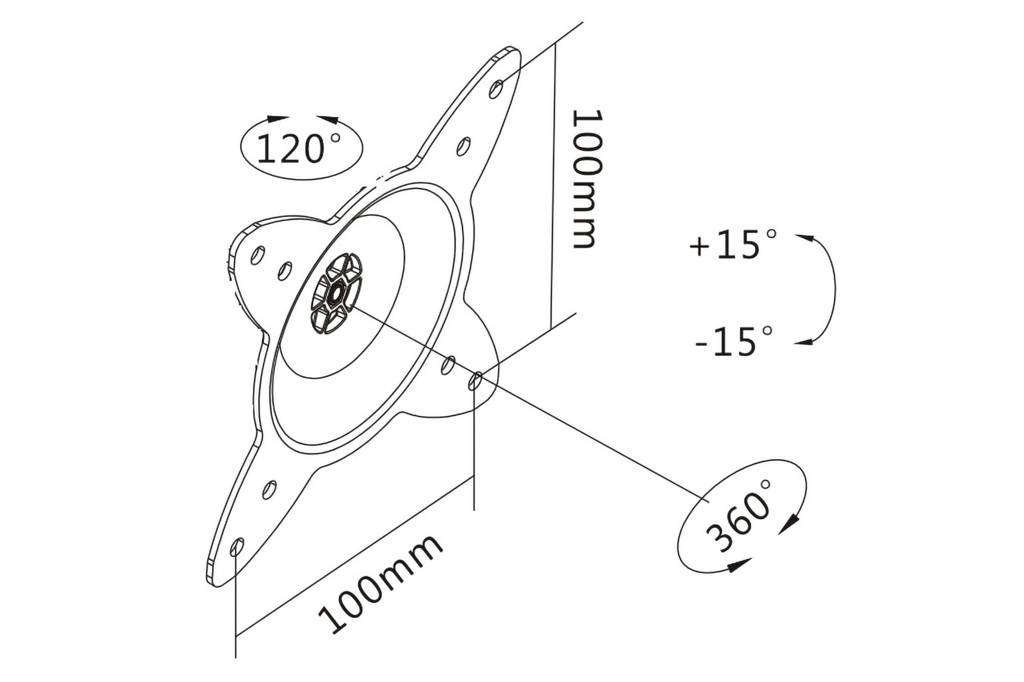 Diagramma di una staffa metallica. Sono mostrate dimensioni, angoli e misure. Sfondo bianco.