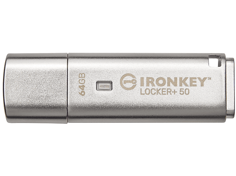 KINGSTON IronKey Locker+ 50 USB-Flash-Laufwerk (Seilber, Metall, 64 GB)