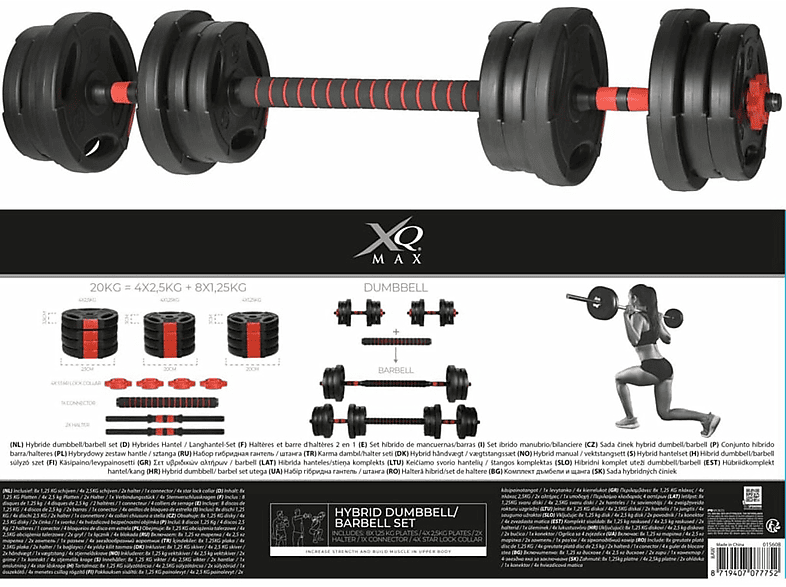 XQ Schwarz MAX und 441954 Hantel-Set, Rot
