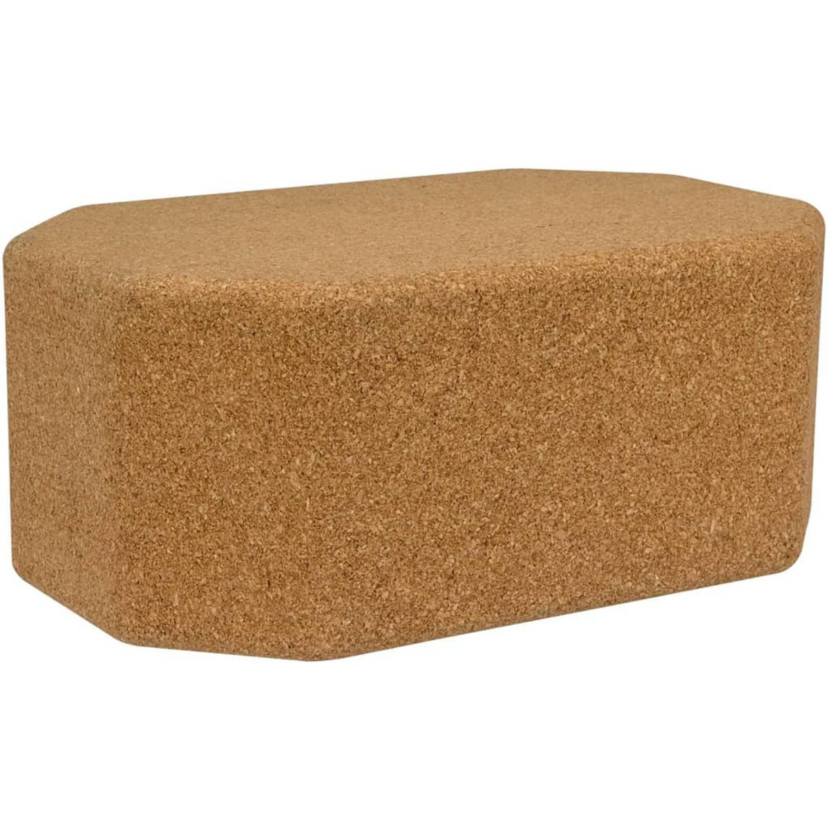 Ein brauner Korkblock in rechteckiger Form, mit leicht abgeschrägter Front. Weißer Hintergrund.