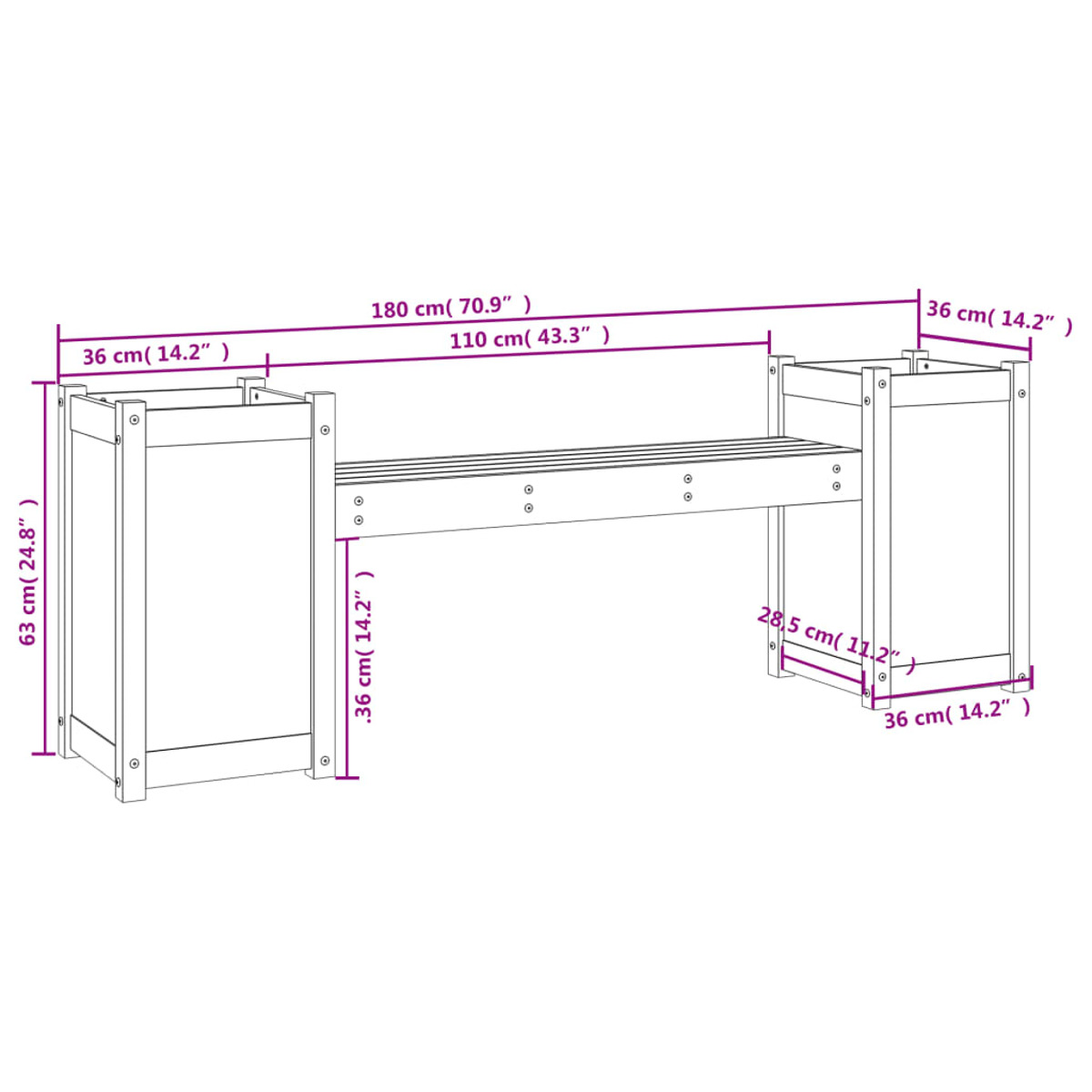 Grau VIDAXL Gartenbank, 825165