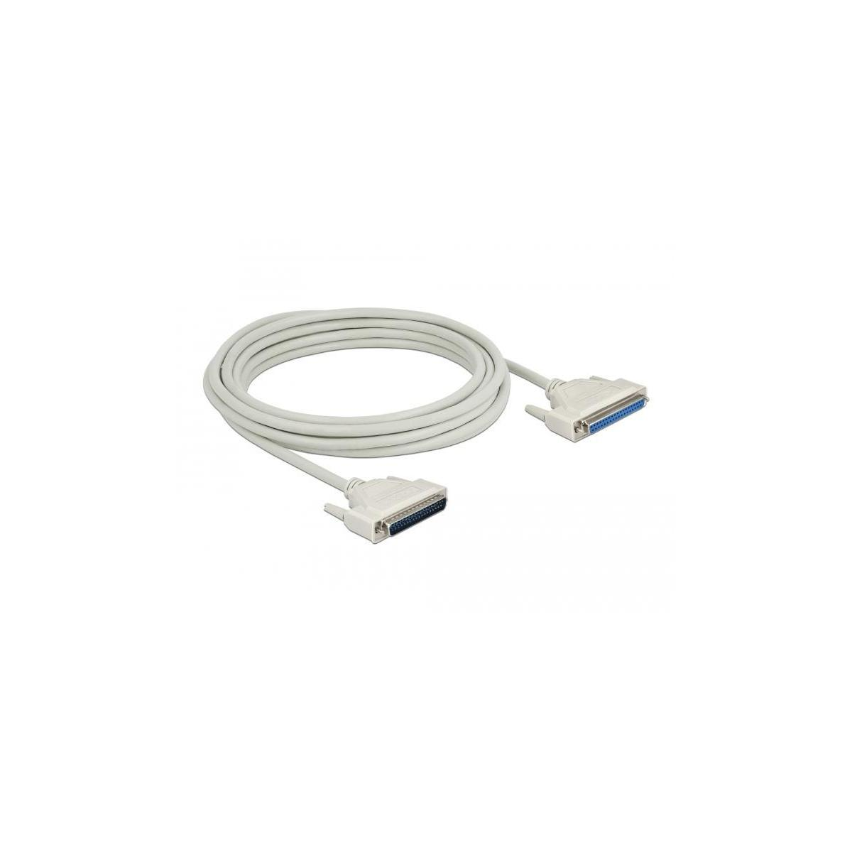 Cavo grigio con due connettori. Il cavo è arrotolato, i connettori hanno inserti blu. Sfondo bianco.