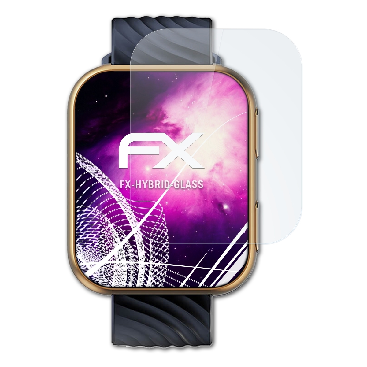 ATFOLIX FX-Hybrid-Glass Schutzglas(für Motorola Watch 200) Moto