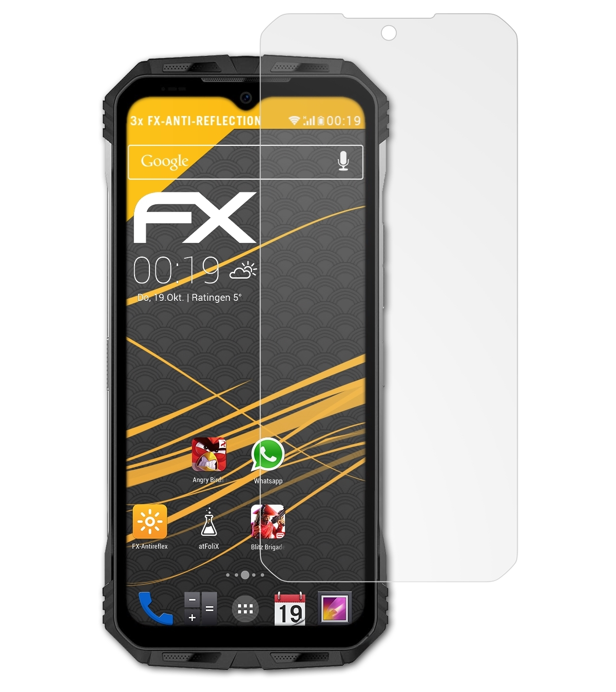 S110) ATFOLIX 3x Displayschutz(für Doogee FX-Antireflex