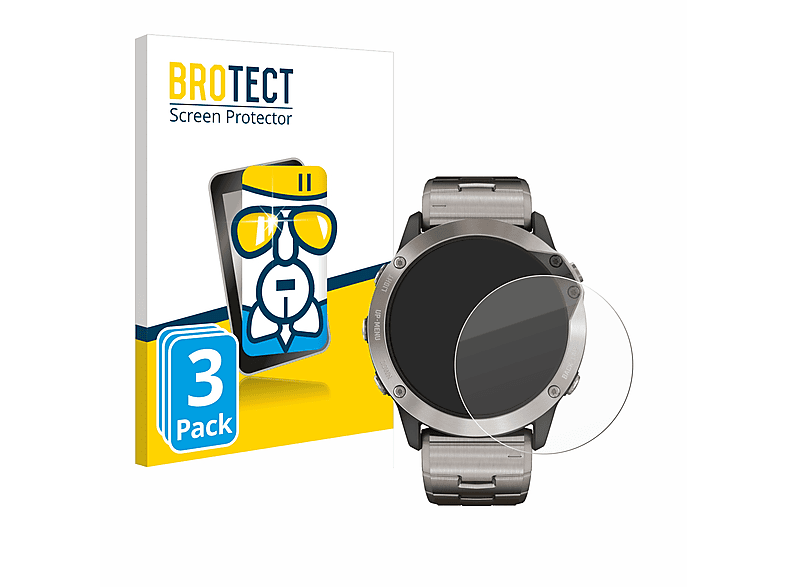 BROTECT 6x Schutzfolie(für quatix 3x Garmin Airglass Solar) klare