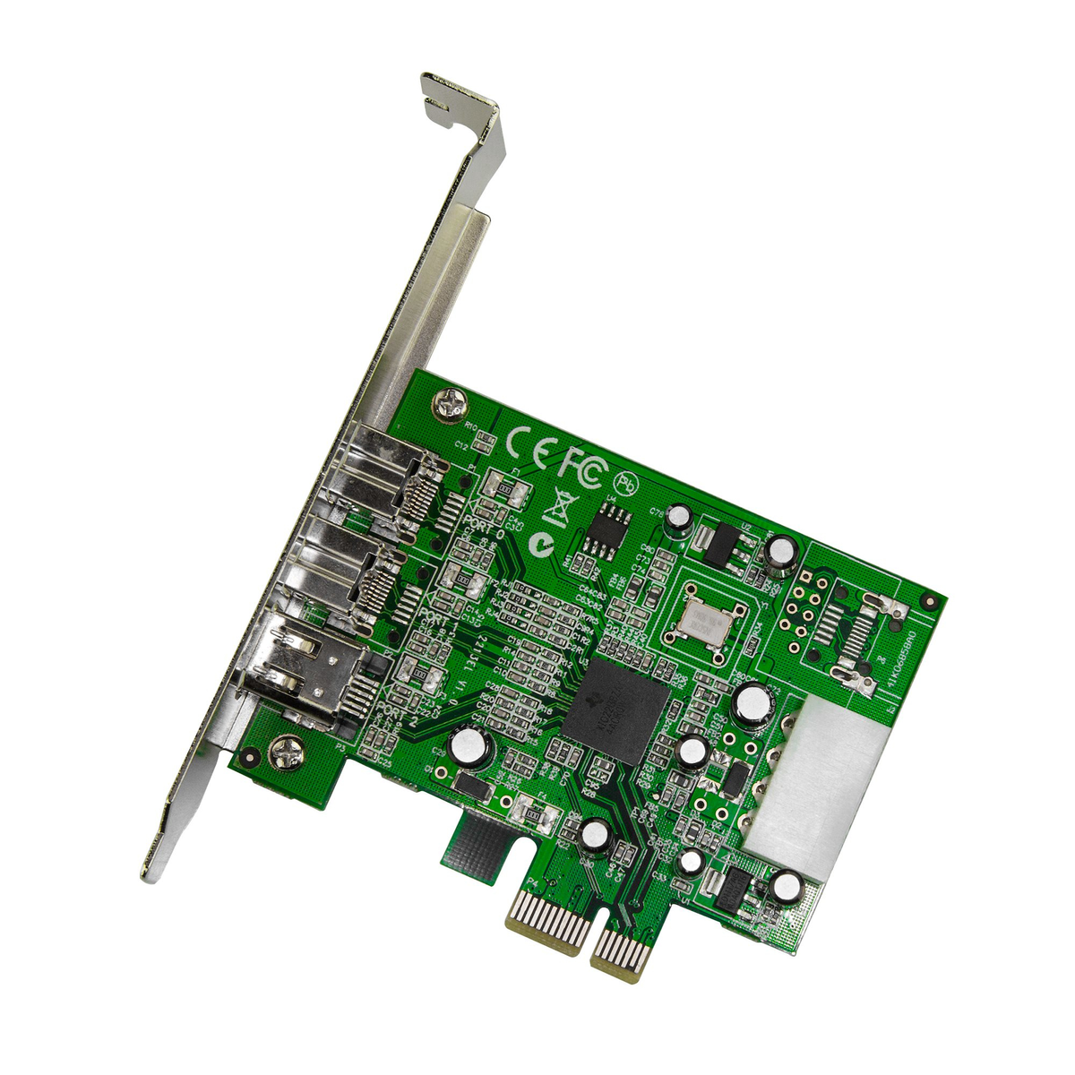 Una placa de circuito verde con componentes, soporte metálico y puertos USB.