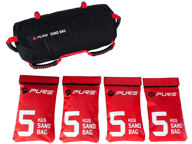 PURE2IMPROVE 408901 Sandsack, Schwarz Rot und