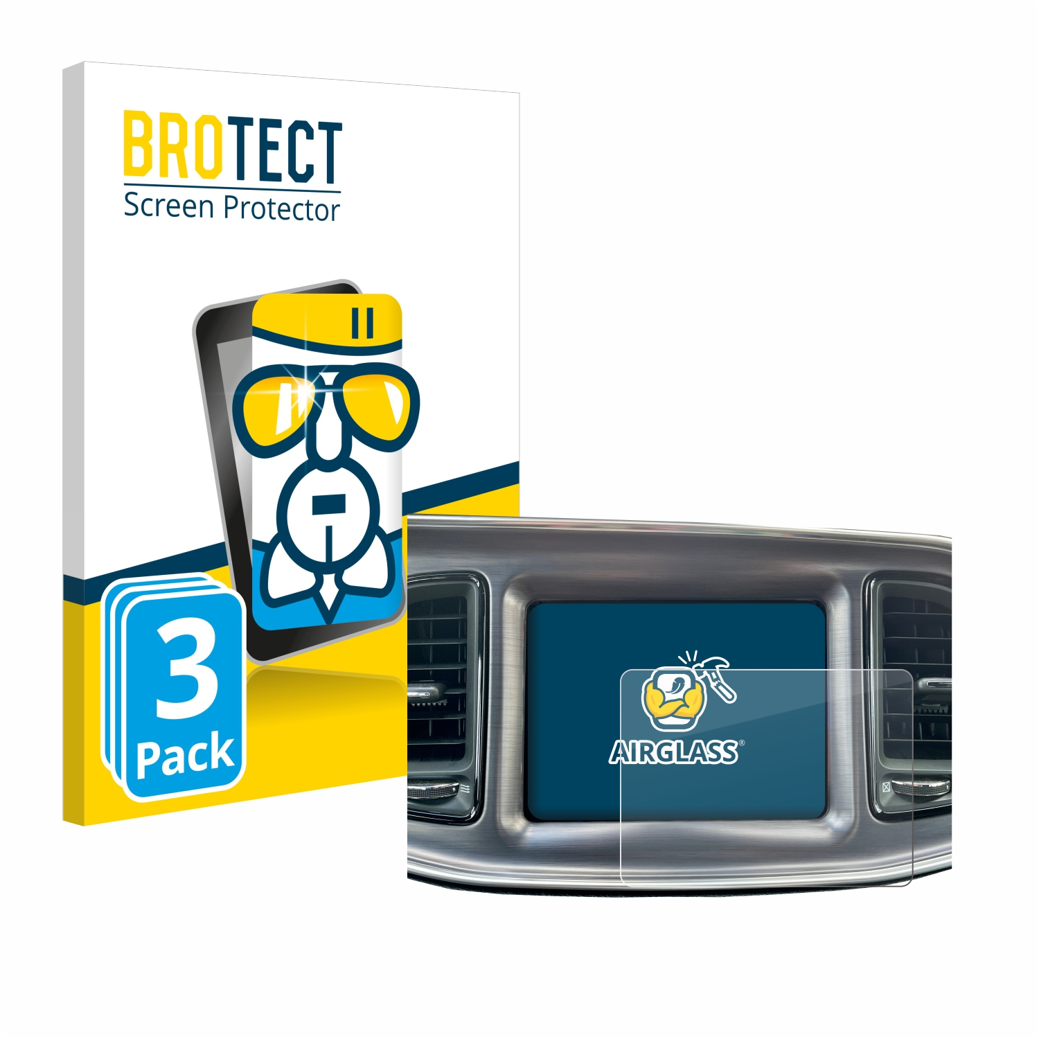BROTECT 3x Airglass klare Schutzfolie(für 2015-2022) Challenger Uconnect 8.4\