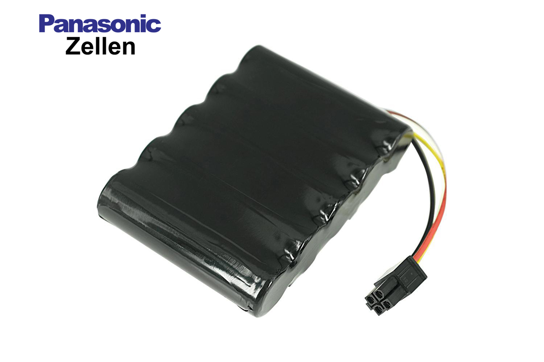 Panasonic Zelle Akku. Schwarz, rechteckige Form mit Anschlüssen.