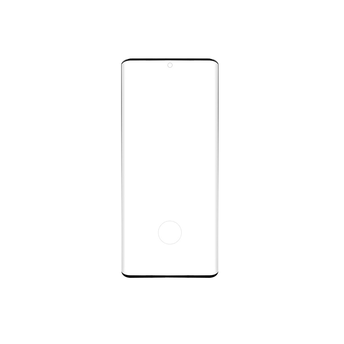 Smartphone mit Displayschutzfolie, weißer Hintergrund, schlankes Design, Vorderansicht.