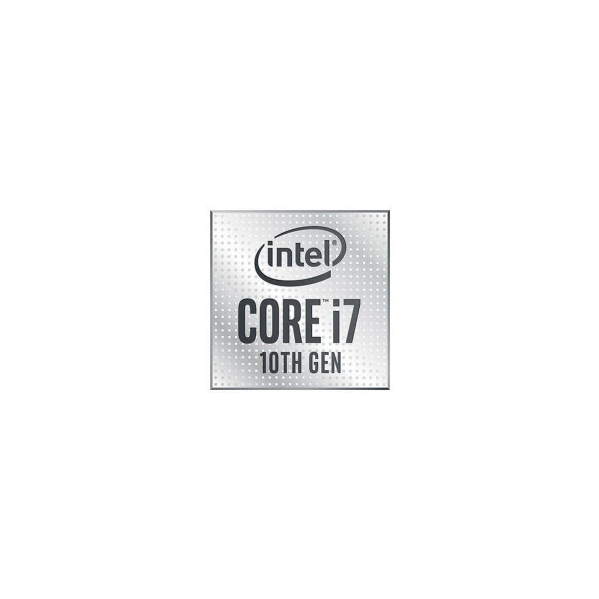 Intel Core i7 CPU. Das Logo befindet sich auf einem quadratischen, grauen Hintergrund. Weißer Hintergrund.