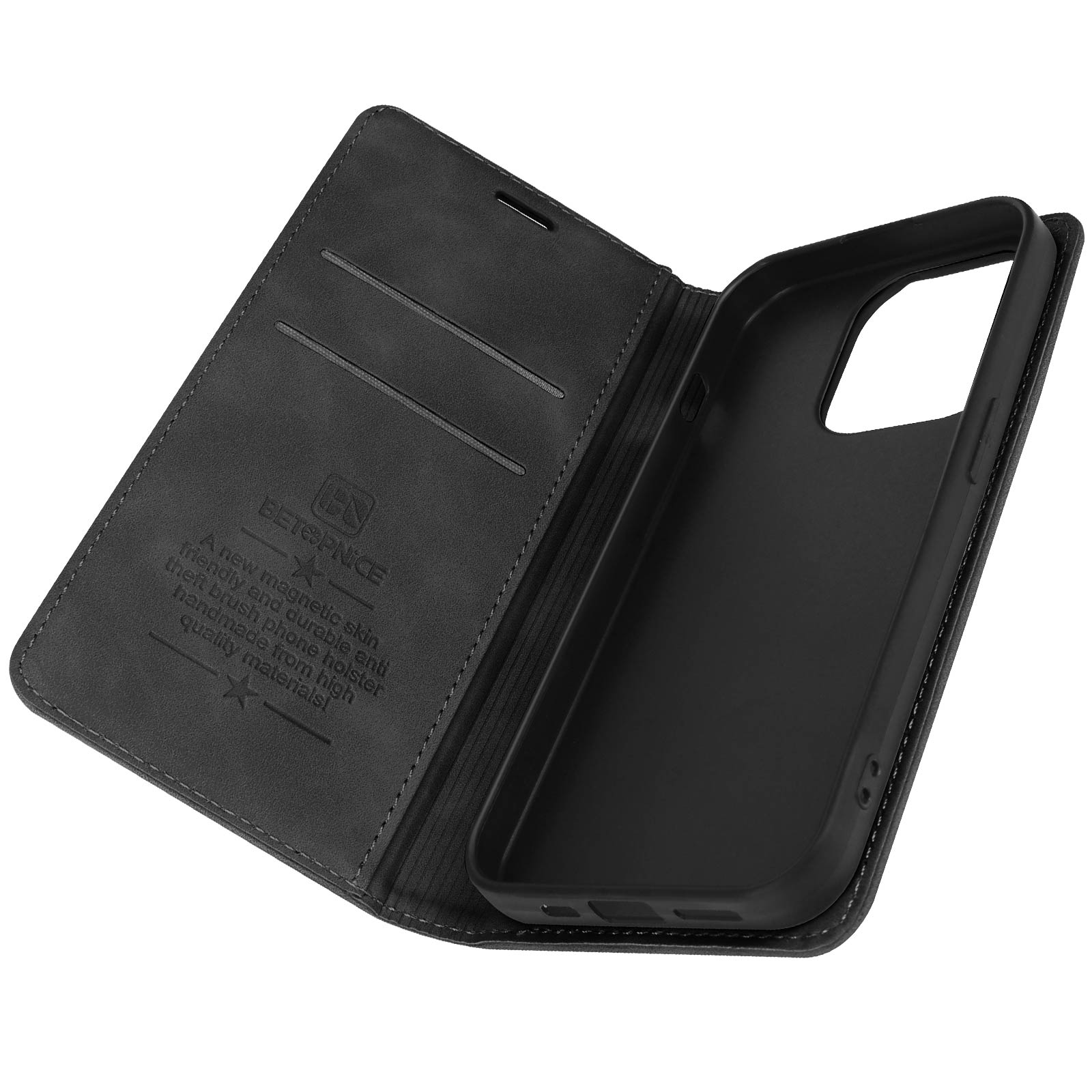 15 Bookcover, RFID-Blocker AVIZAR Pro, Apple, iPhone Schwarz Series,