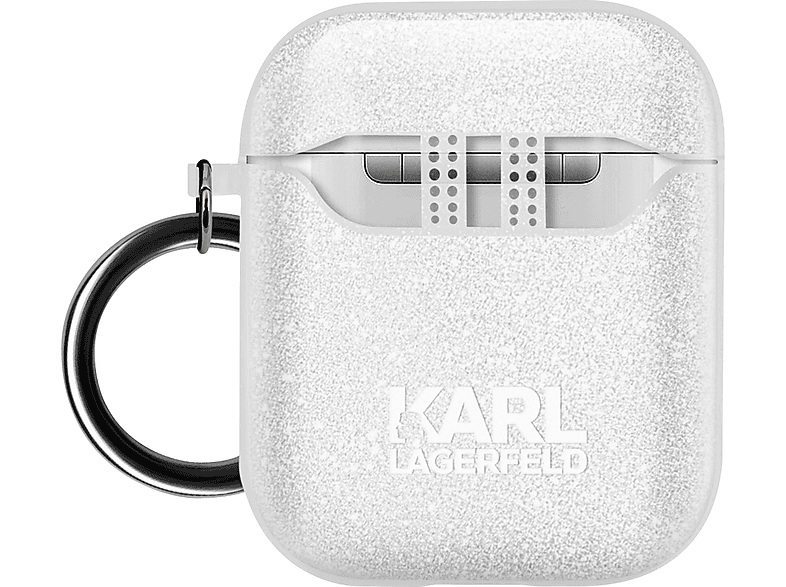 KARL LAGERFELD Original Karl Lagerfeld Handyhülle aus Silikon, Full Cover, Apple, Airpods, Silber | Fullcover