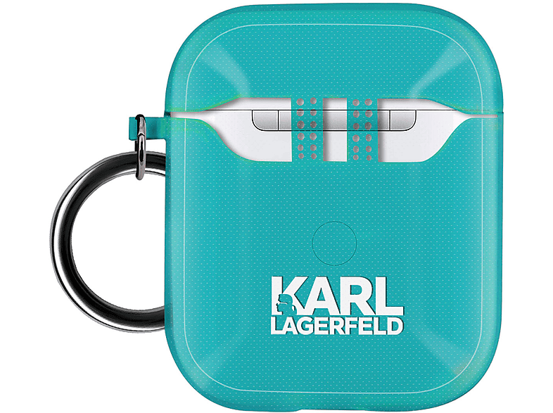 KARL LAGERFELD Full Cover, Apple, Blau Silikon, Karl Airpods, Lagerfeld Original Handyhülle aus
