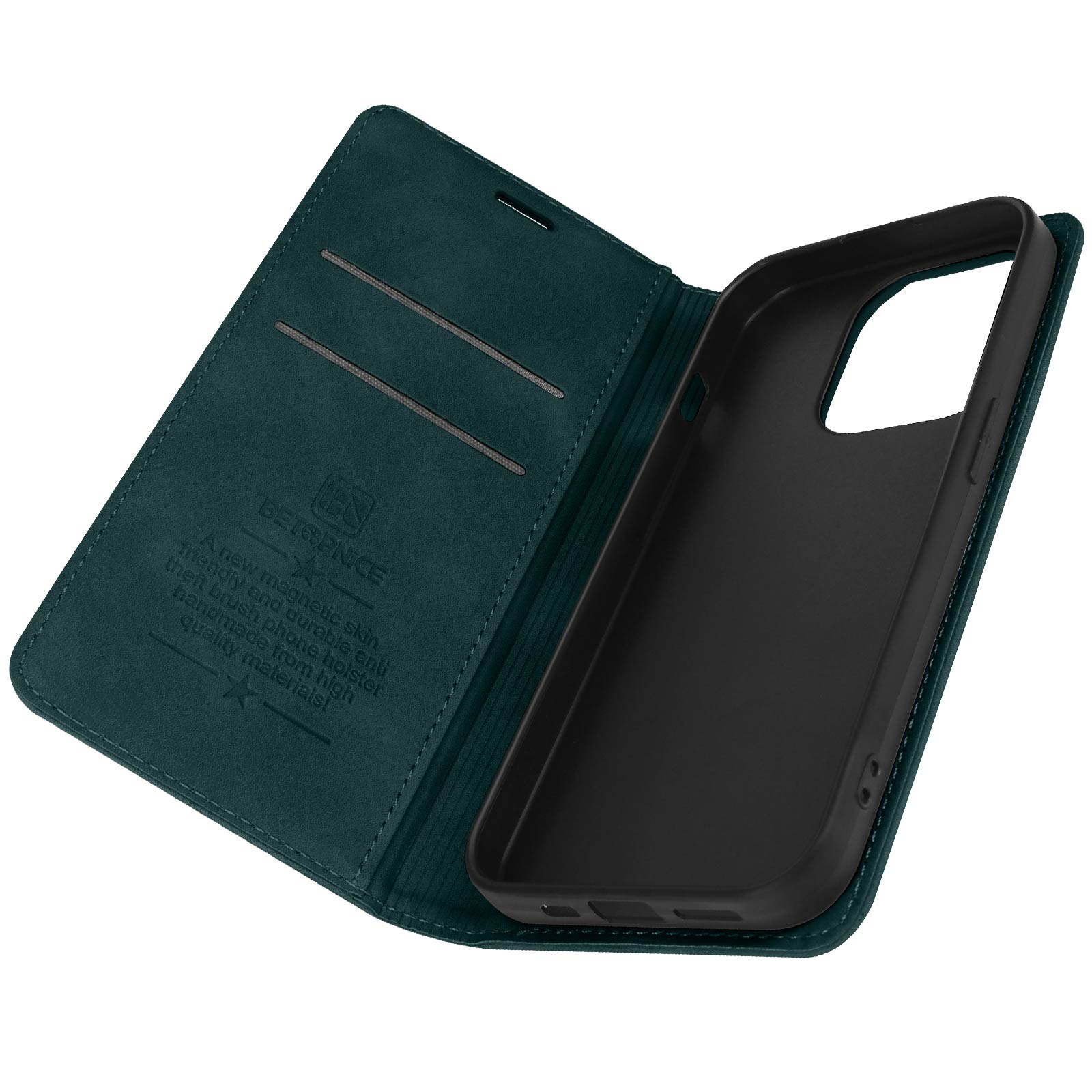 RFID-Blocker Bookcover, Dunkelgrün iPhone Series, 15 Apple, Pro, AVIZAR