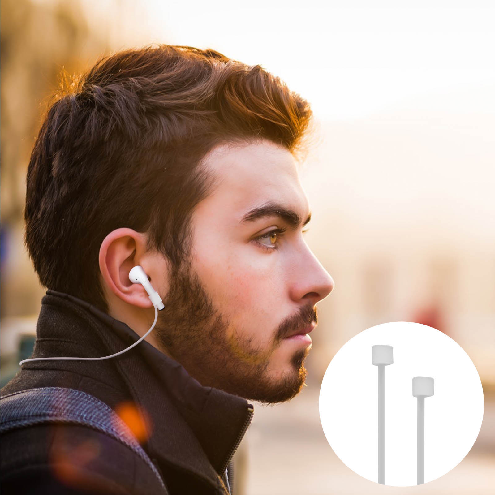 AVIZAR AirPods Weiß AirPods, Full Apple, Tasche, Cover, Schlaufe, Apple Hülle, 5-in-1 Set