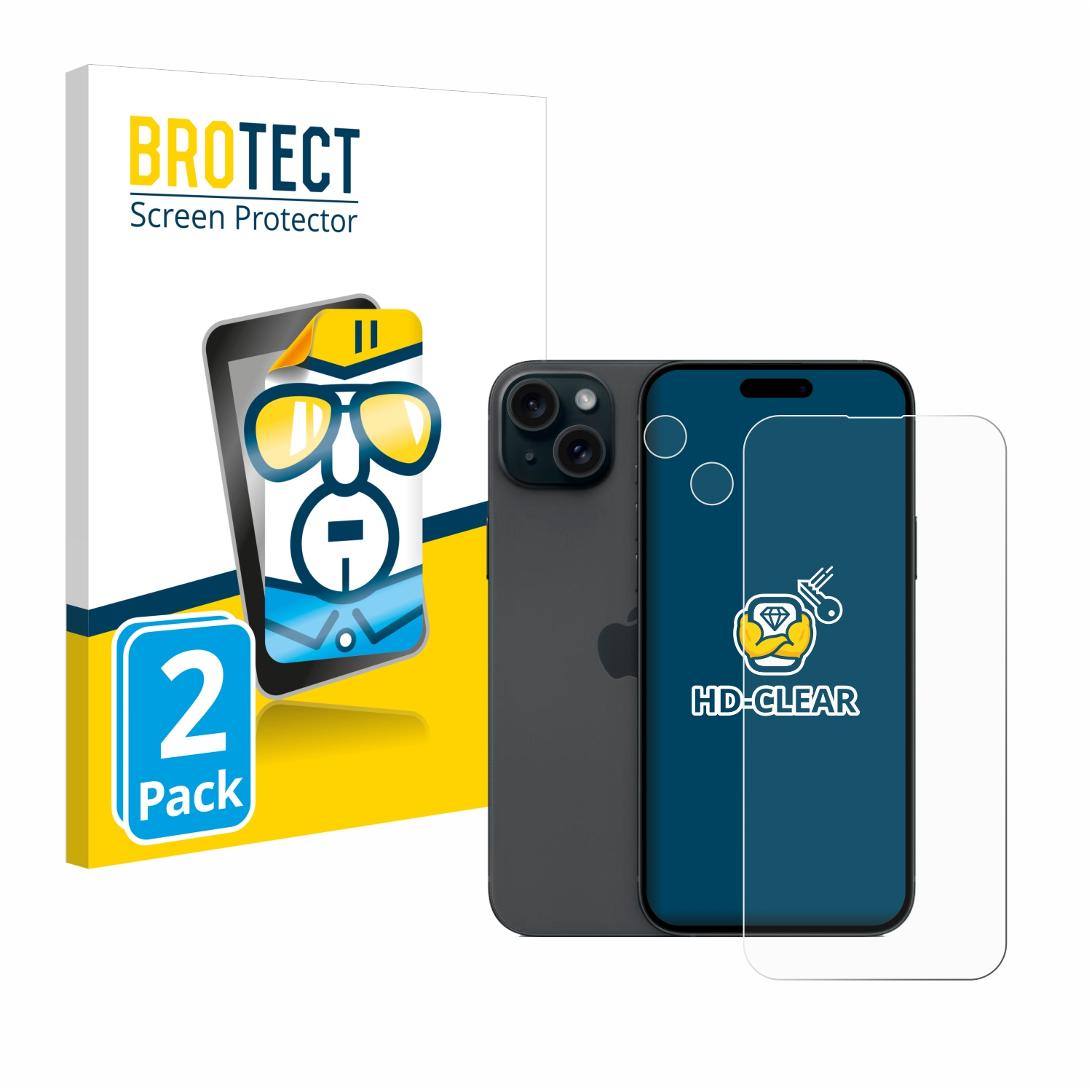 BROTECT 2x klare Apple Plus) iPhone Schutzfolie(für 15