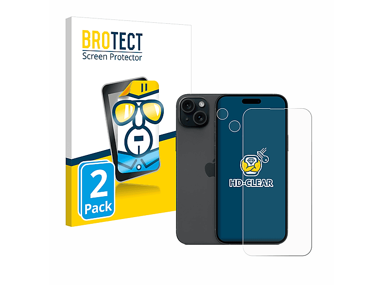 BROTECT 2x klare 15 Plus) Schutzfolie(für iPhone Apple