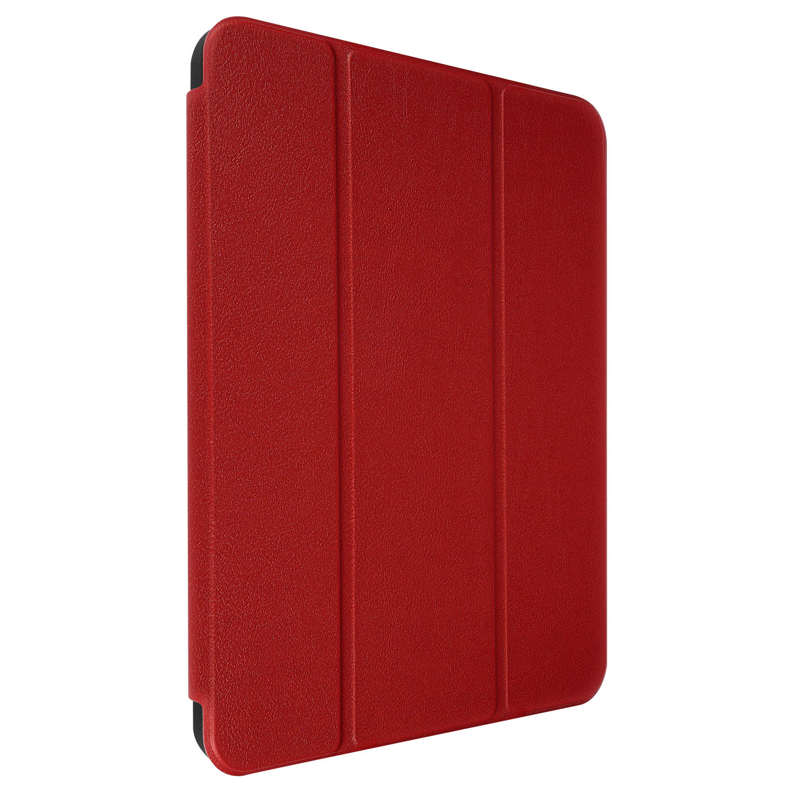 Custodia per tablet rossa con tre pieghe verticali.
