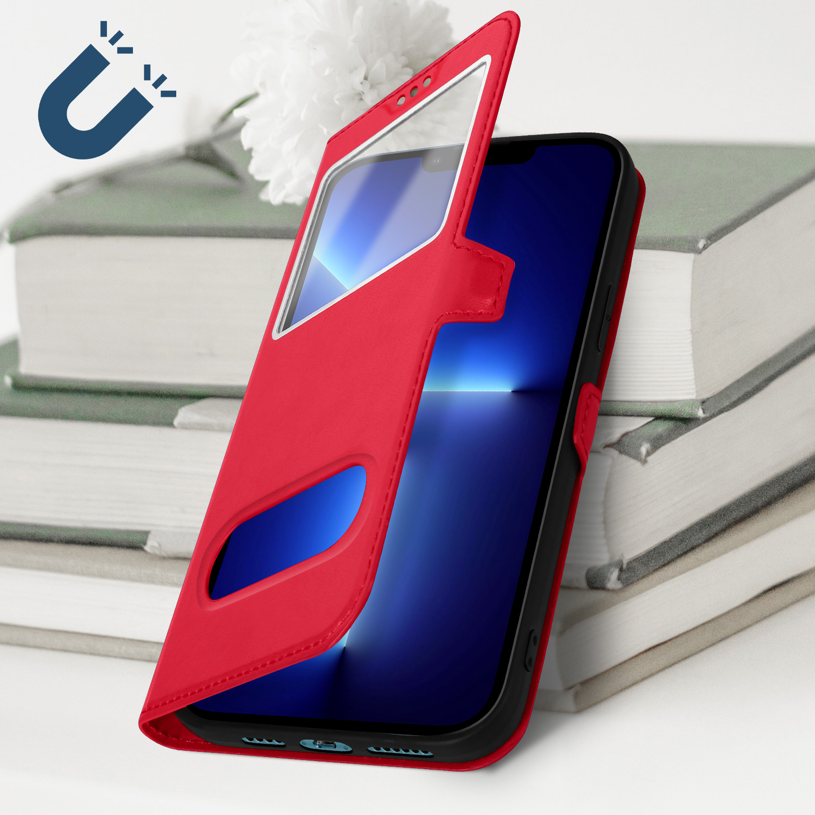 AVIZAR Towind Series, Bookcover, 13 Apple, Max, iPhone Pro Rot