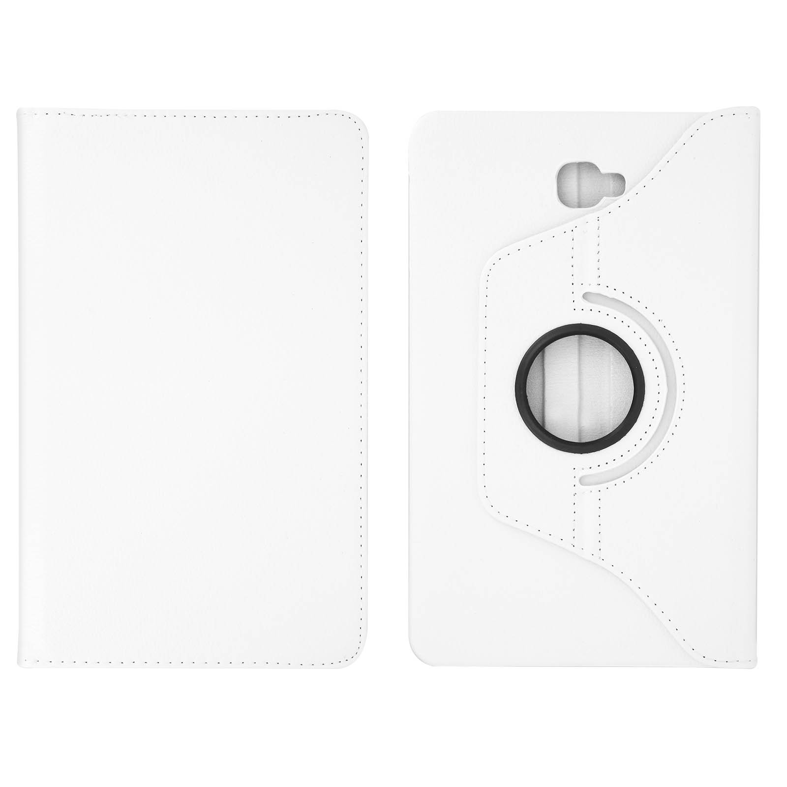 Due custodie per tablet bianche, una aperta con un anello nero e un passante per tenere.