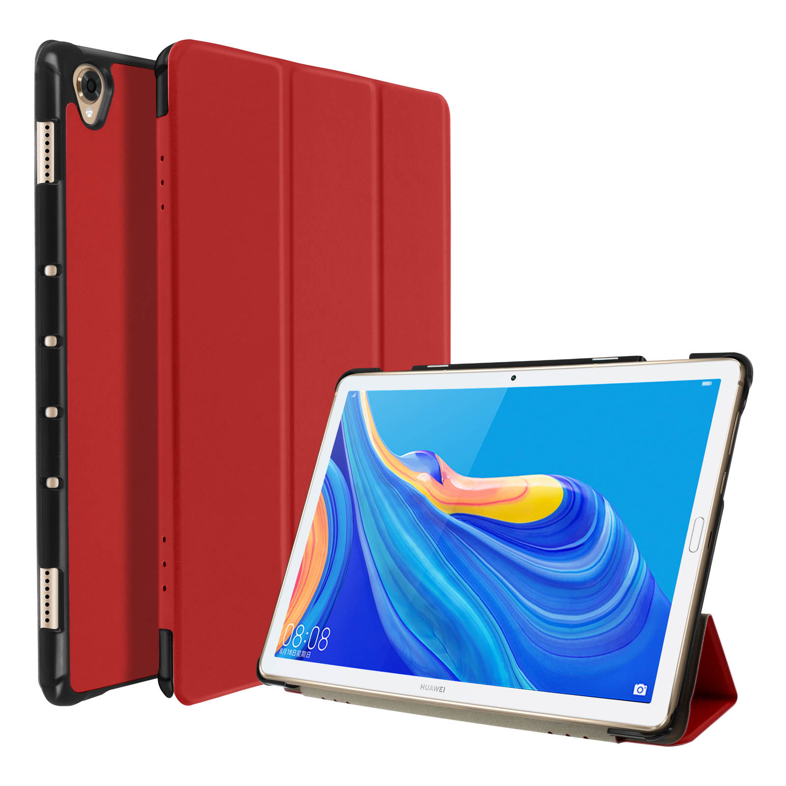 Trifold Huawei Bookcover Etui Rot Kunstleder, Series AVIZAR für