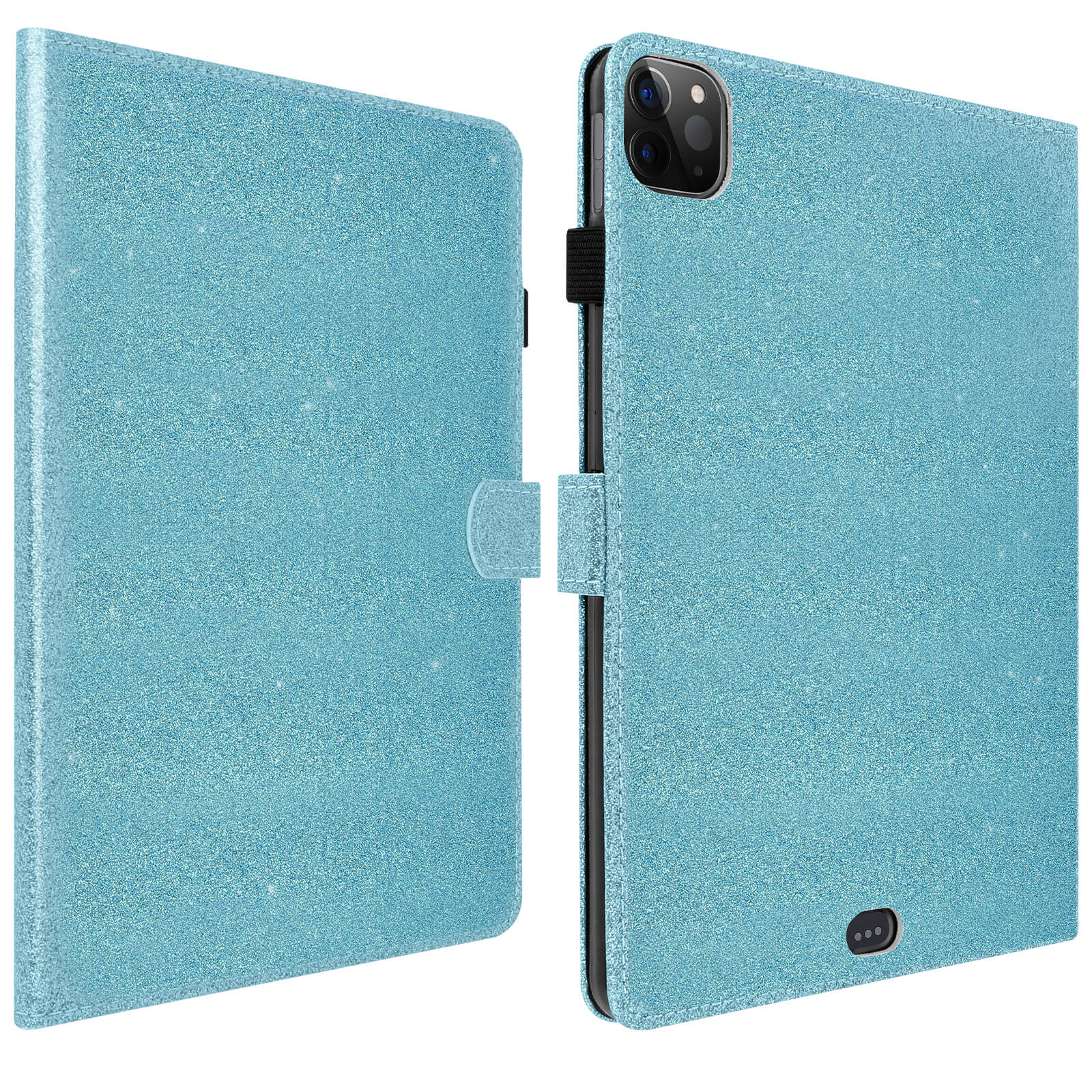 Kunstleder, Etui AVIZAR Apple Bookcover Shiny Series Blau für