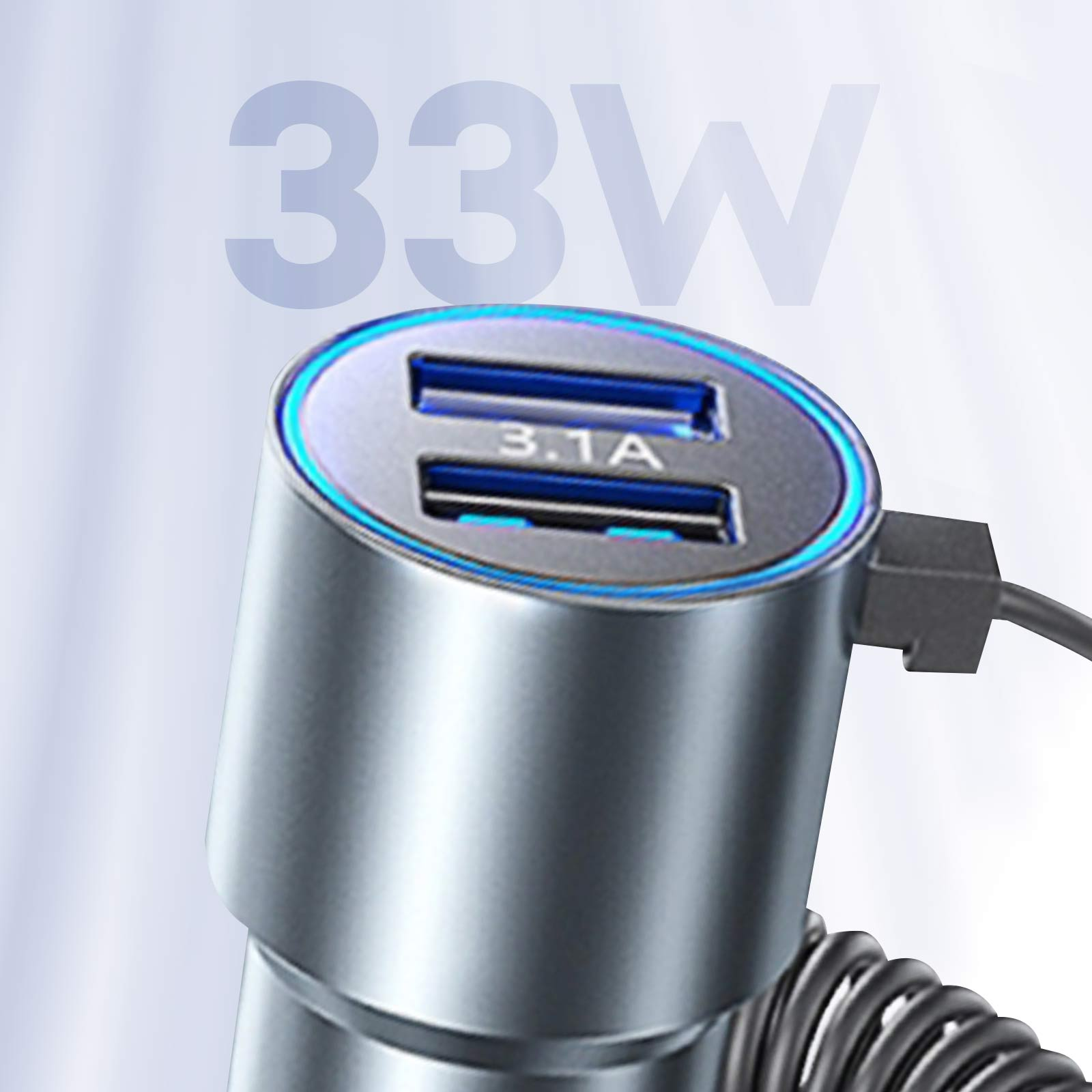 AVIZAR 2x KFZ-Ladegeräte Silber und Kabel Universal, 3-in-1 USB