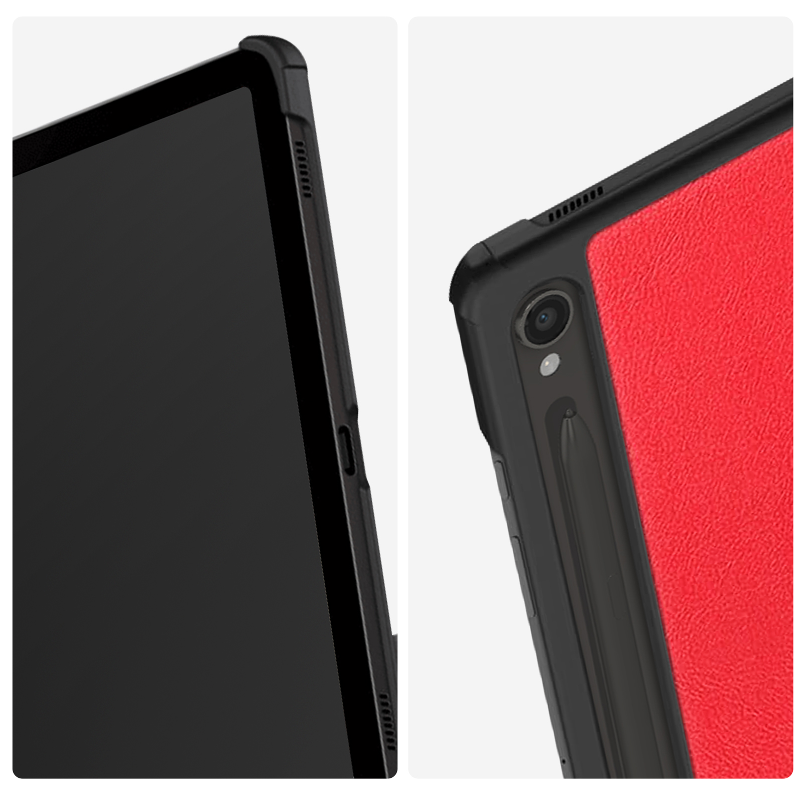 AVIZAR Rot Bookcover Samsung Series Trifold Series Kunstleder und Klappetuis Silikongel, für
