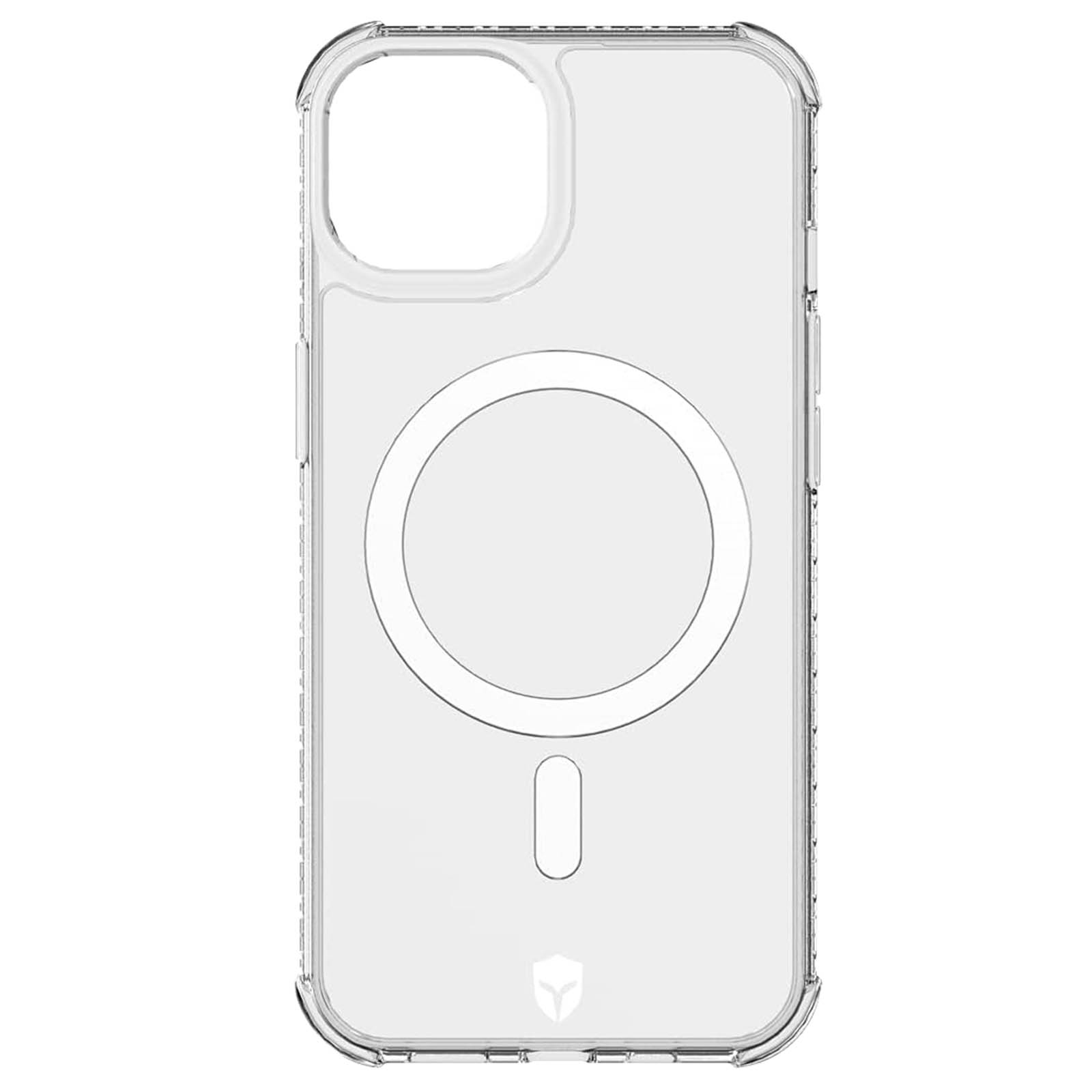 Custodia trasparente per telefono con cerchio MagSafe e ritaglio fotocamera.