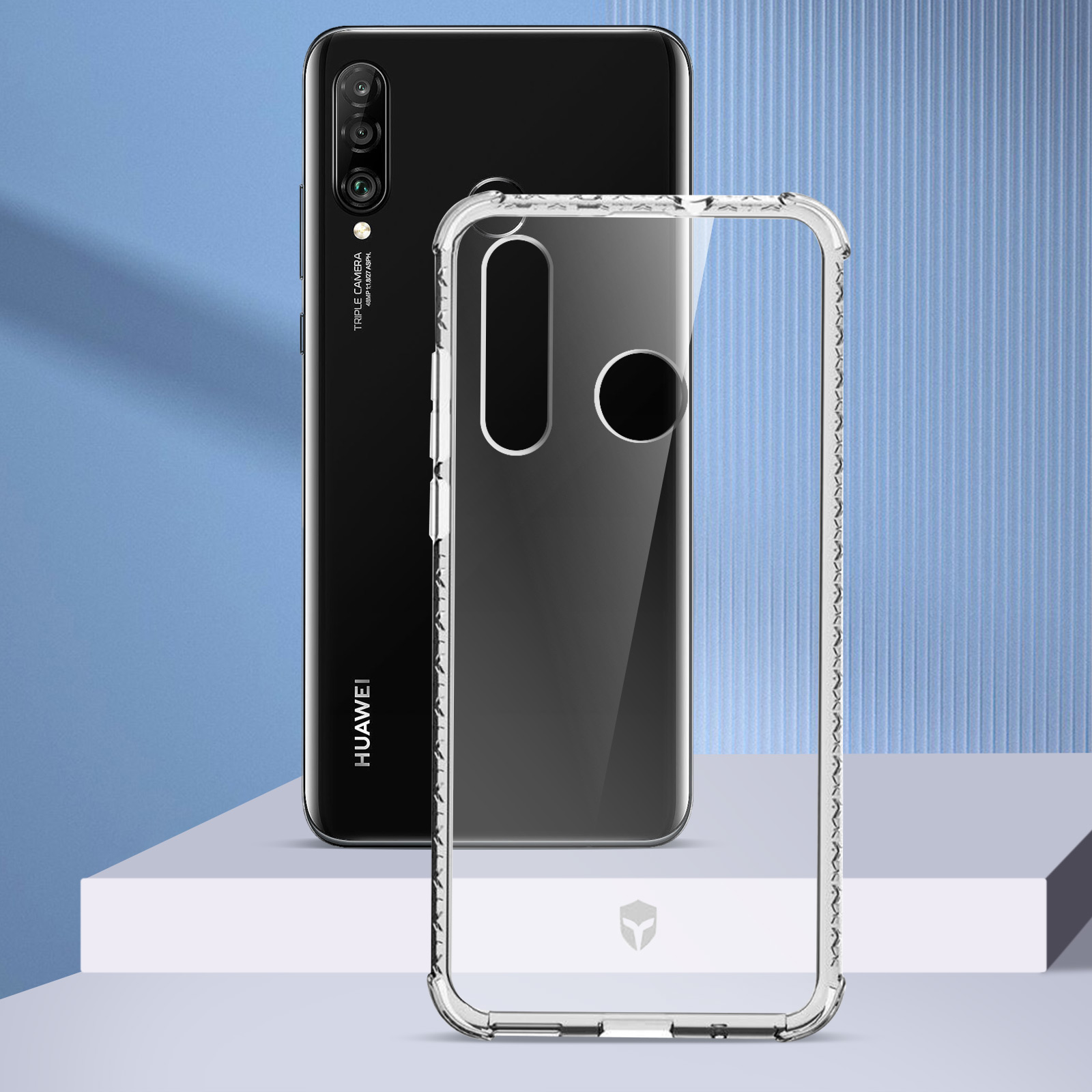 Een telefoon en een doorzichtige beschermhoes naast een andere telefoon.