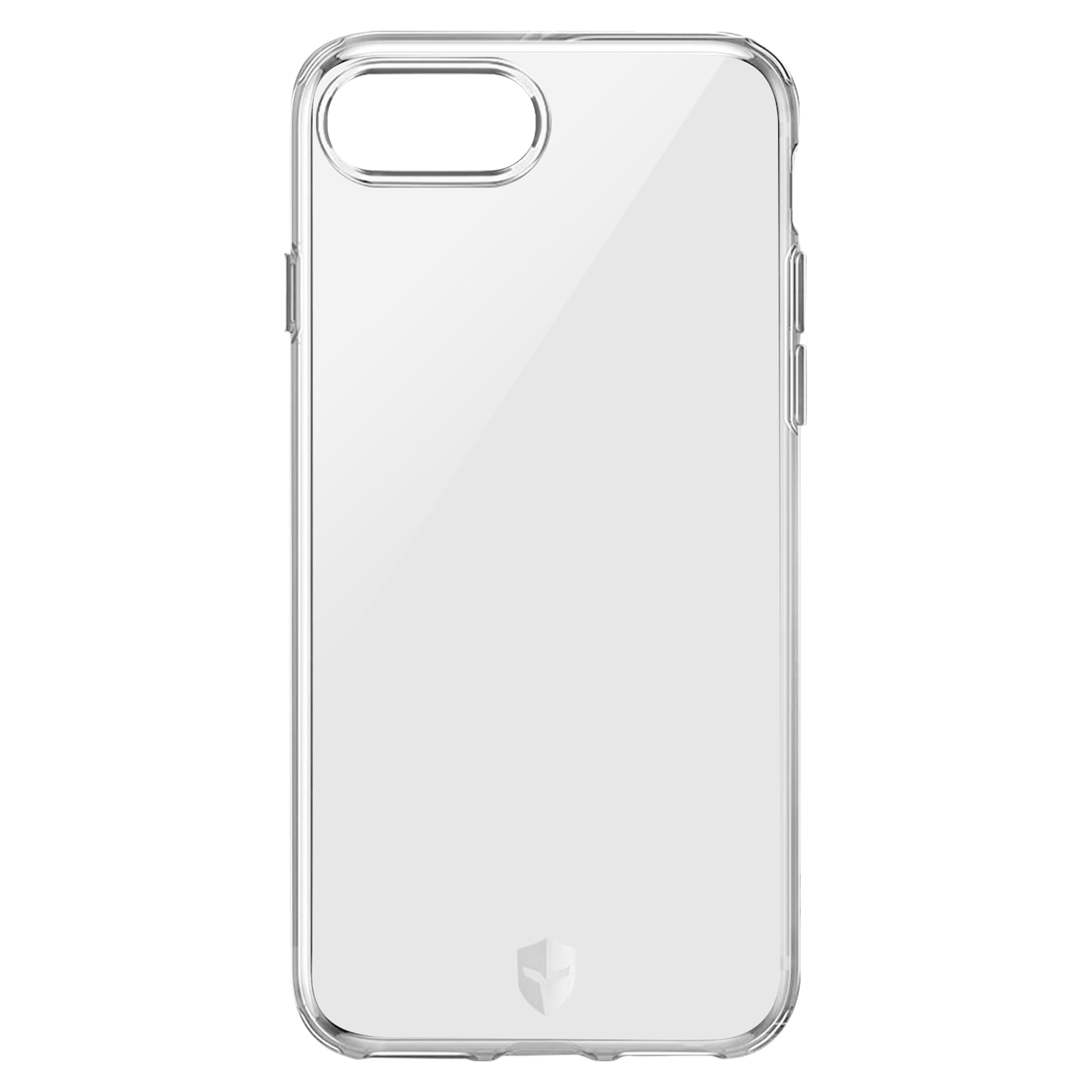 Coque de téléphone transparente avec découpe caméra, transparente, avec logo bouclier.