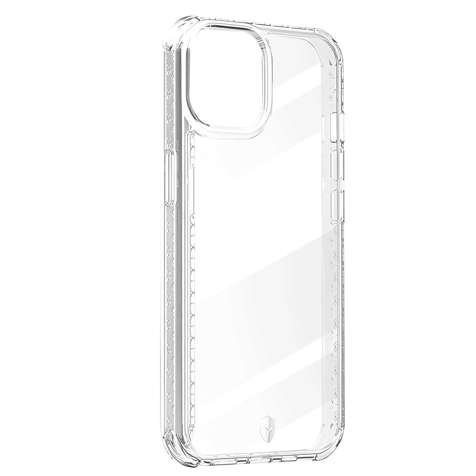 Custodia trasparente per telefono, con pulsanti laterali e ritaglio per la fotocamera.