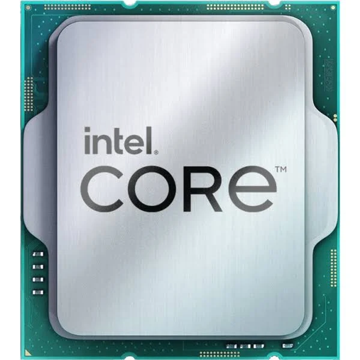 Primer plano de un procesador Intel Core en una placa de circuito verde.