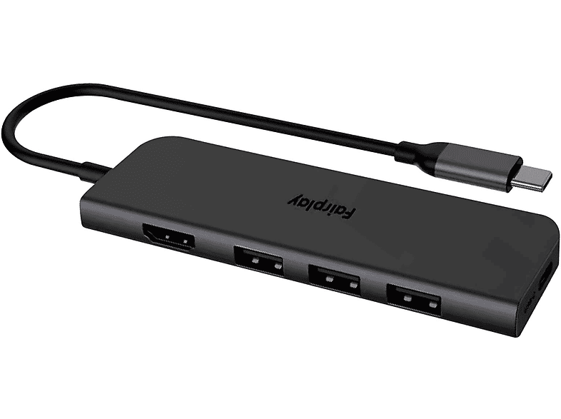 AVIZAR USB-C 100W, 3x USB-Anschlüssen + 1x 4K HDMI-Anschluss USB-Hub Universal, Schwarz