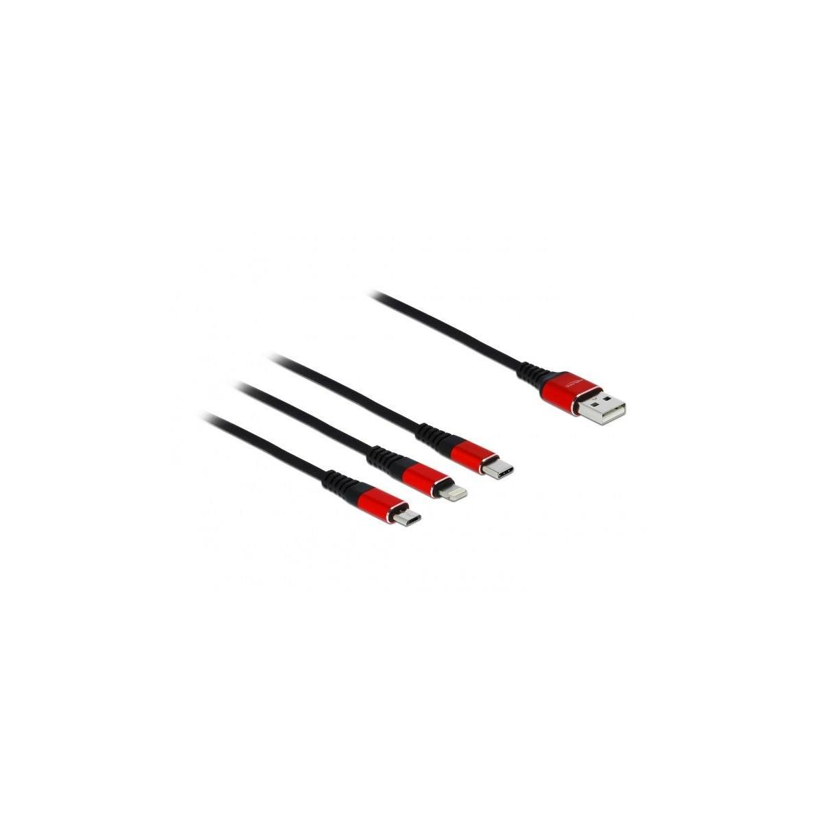 Ladekabel Lightning/Micro-USB/USB mehrfarbig USB für DELOCK Kabel C 30cm 3in1 DELOCK Kabel,