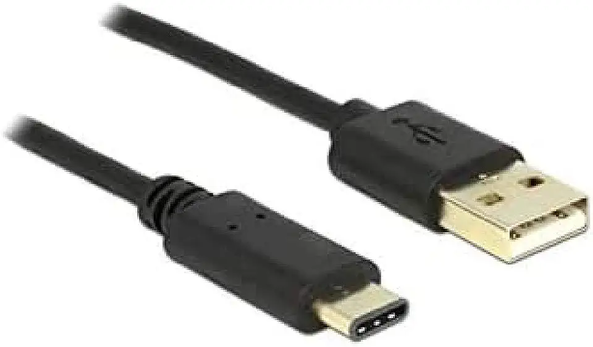 Czarny kabel USB do USB-C na białym tle.