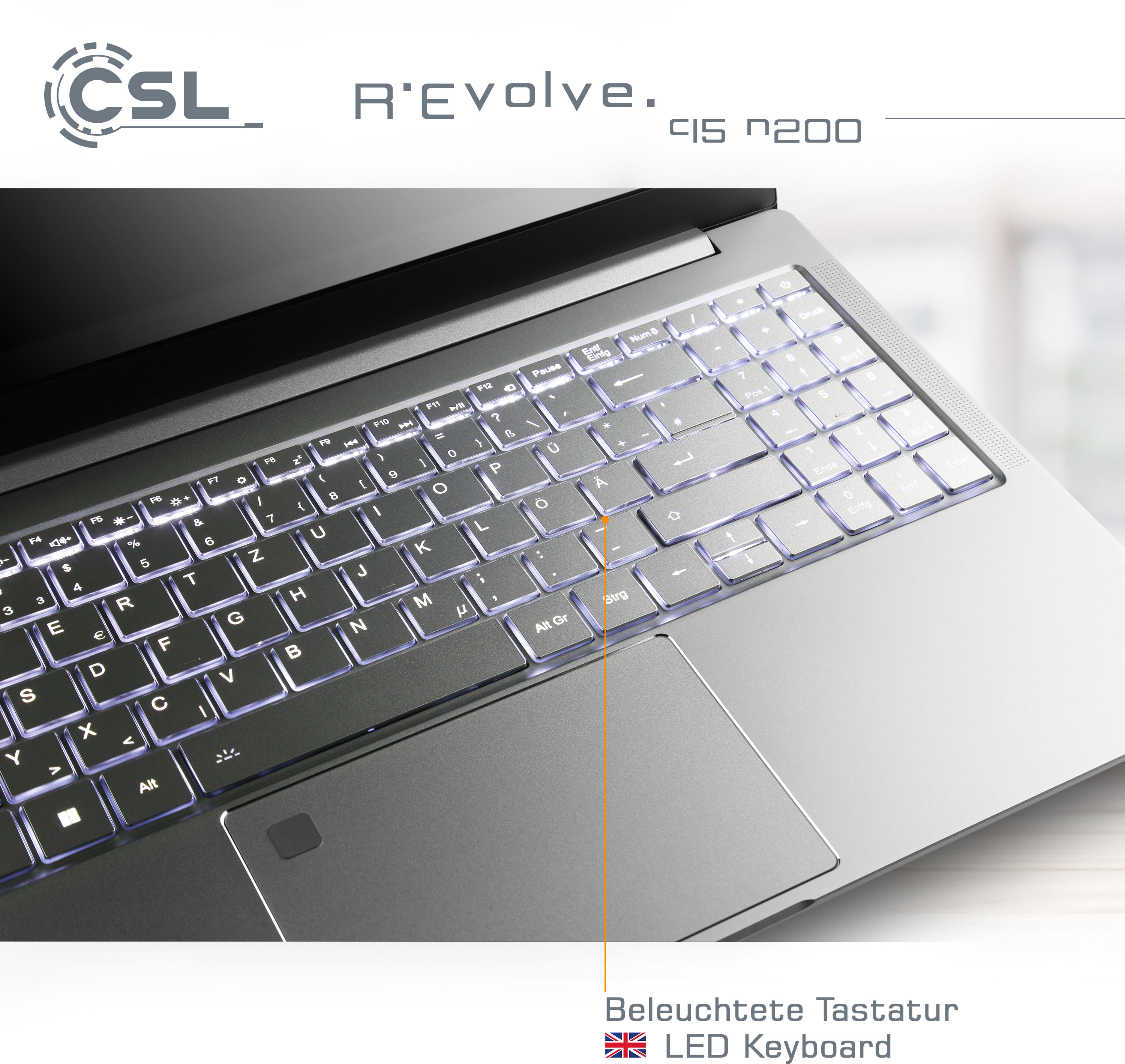 CSL R\'Evolve v3 SSD, Intel®, / 16GB RAM, Grau mit 15 GB Zoll 1000 Notebook Display, Home, C15 Windows / GB / 16 1000GB 11