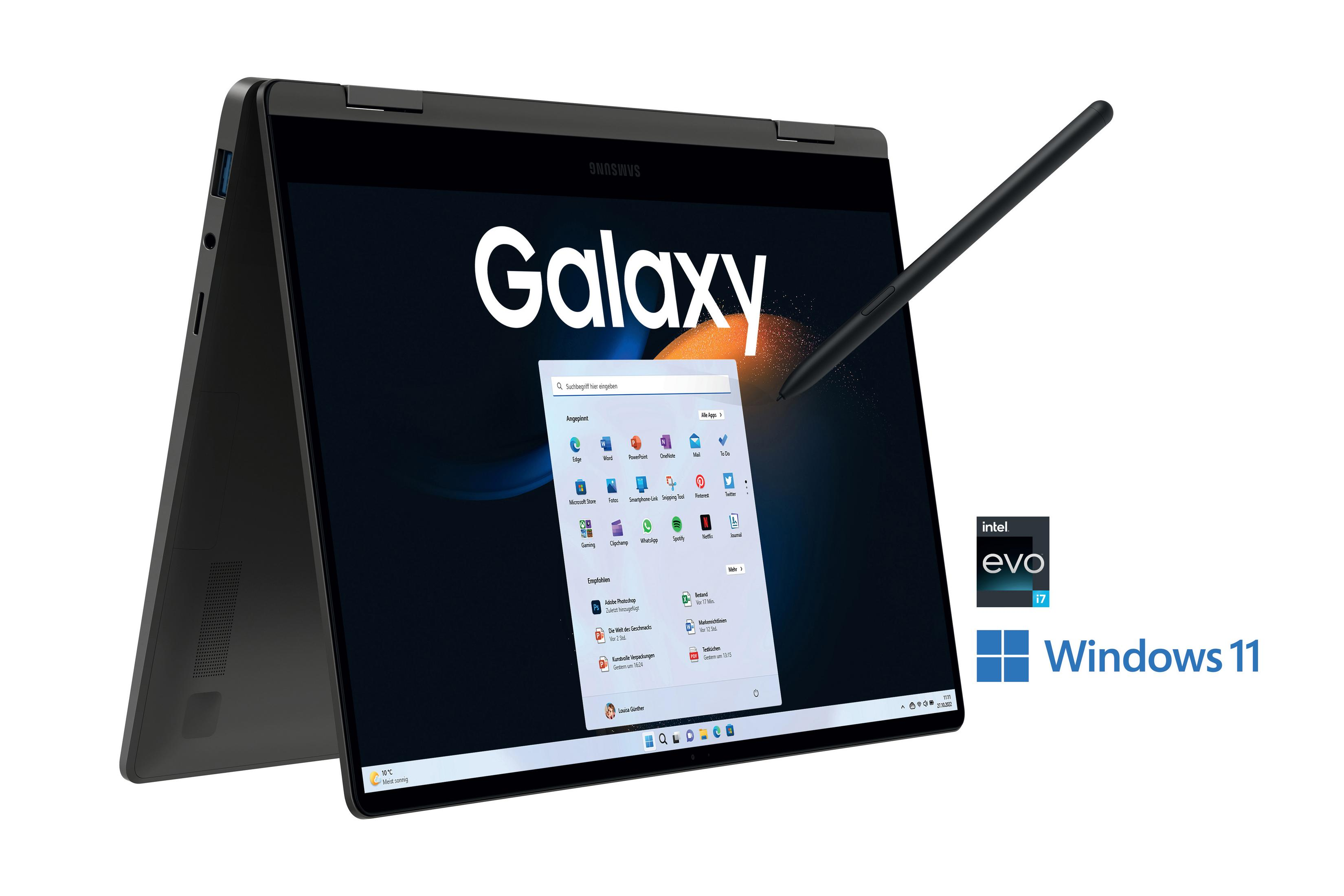 SAMSUNG GALAXY BOOK3 360 I7-1360P/16GB/1TB GB Graphite Core™ 16 SSD, 13,3 Zoll RAM, TB 1 mit SSD, Notebook Intel® Touchscreen, Prozessor, Display i7