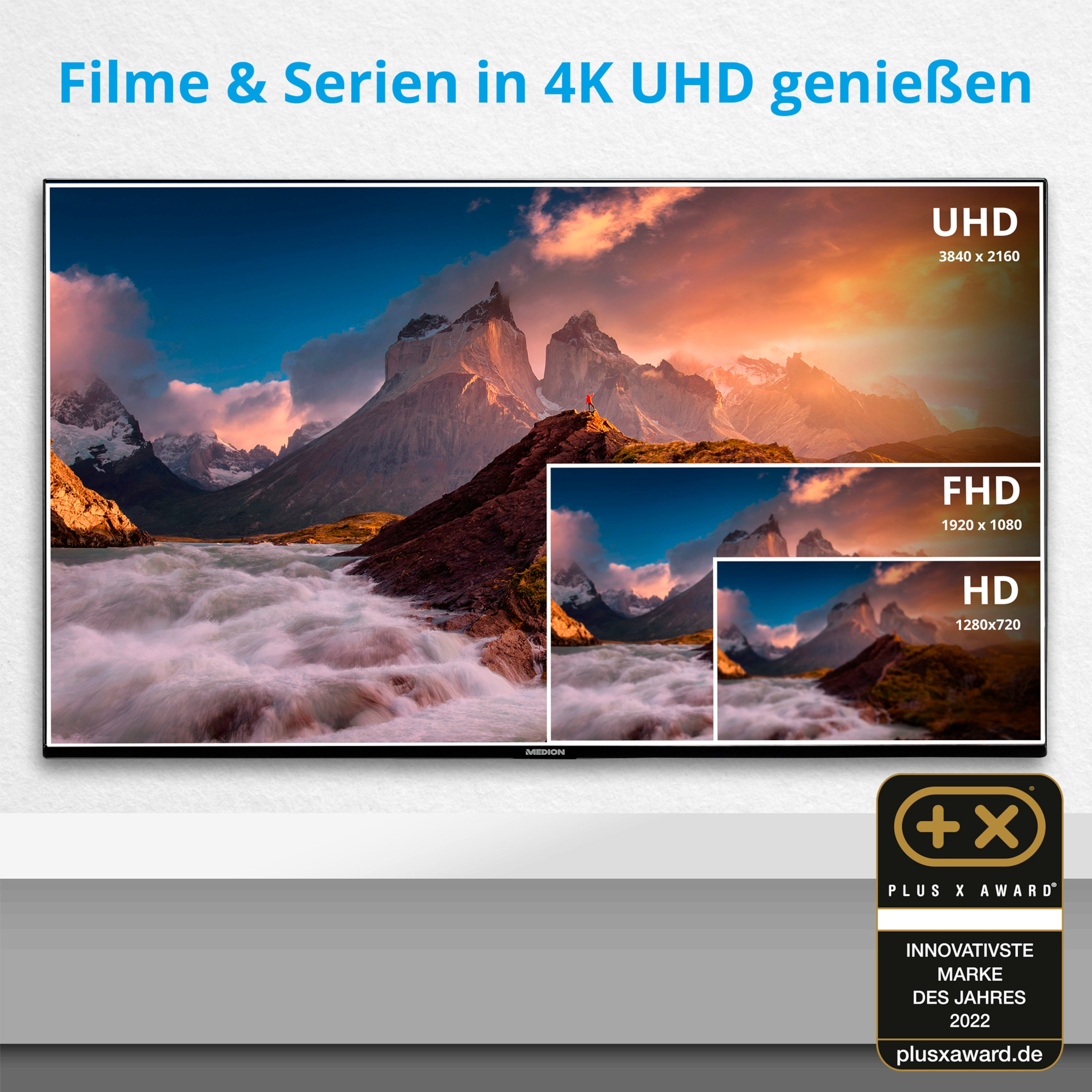 (Flat, 4K) Fernseher / Zoll LIFE® QLED X14318 cm, 108 42,5 MEDION