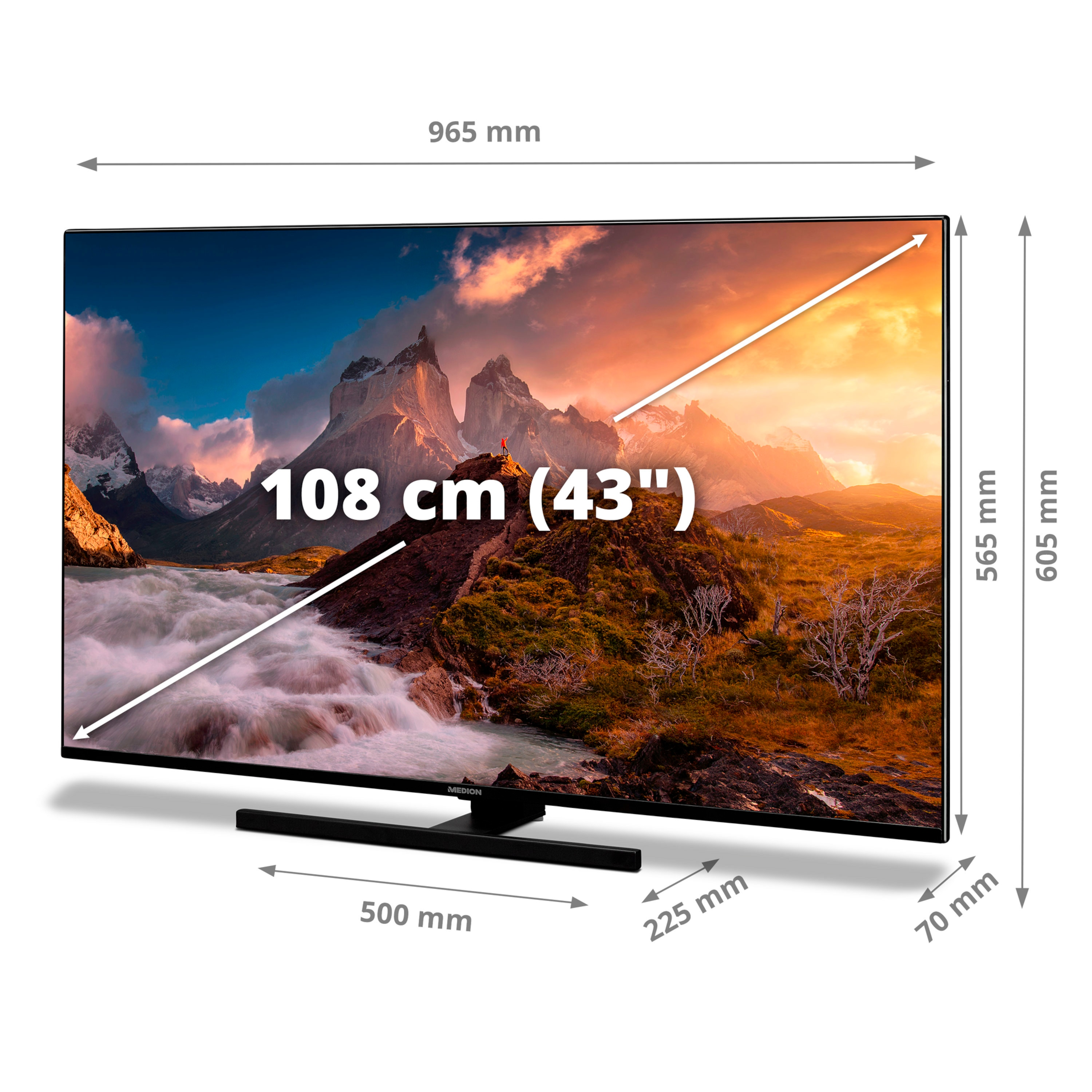 cm, Zoll (Flat, MEDION Fernseher QLED / 108 X14318 42,5 LIFE® 4K)